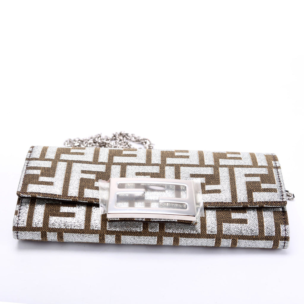8M3065 FF Jacquard 1974 Continental Wallet On Chain Brown/Silver