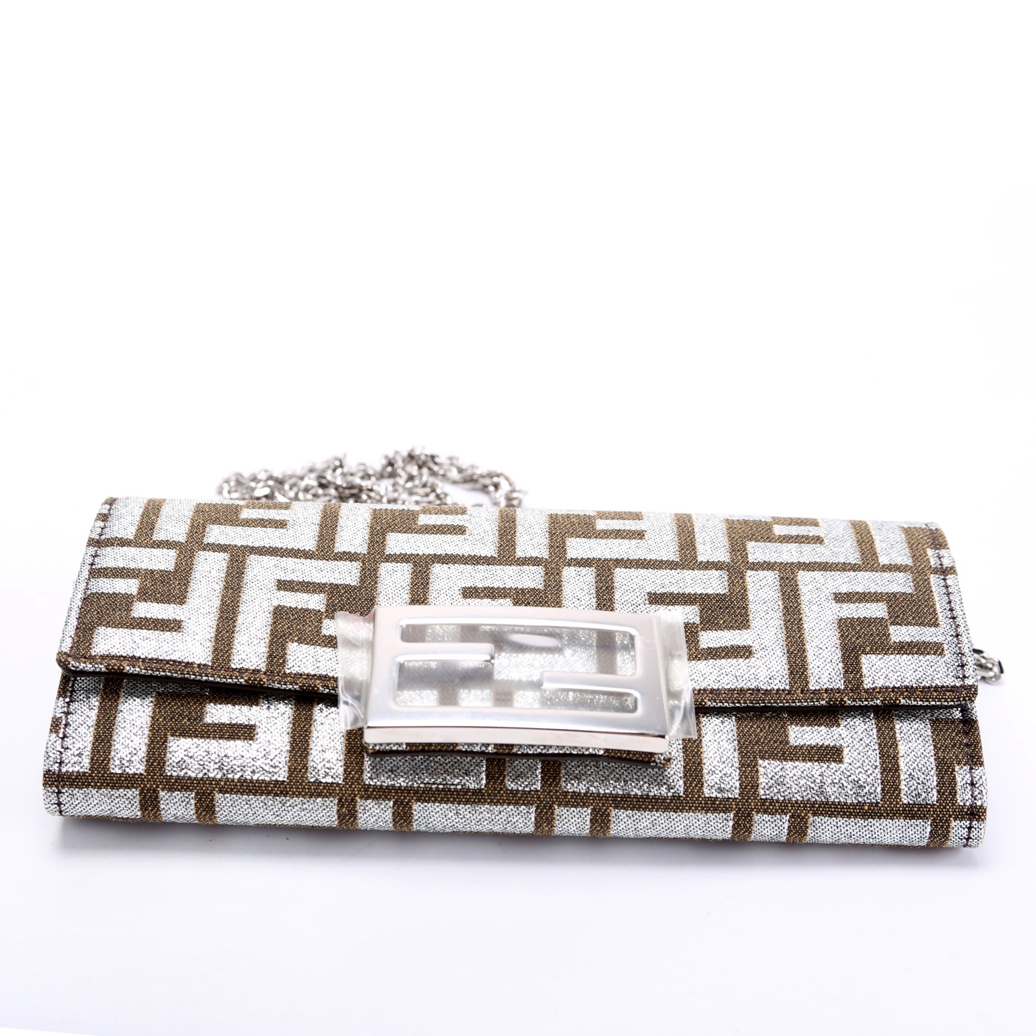 8M3065 FF Jacquard 1974 Continental Wallet On Chain Brown/Silver