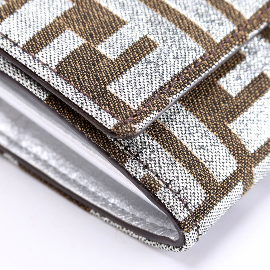 8M3065 FF Jacquard 1974 Continental Wallet On Chain Brown/Silver