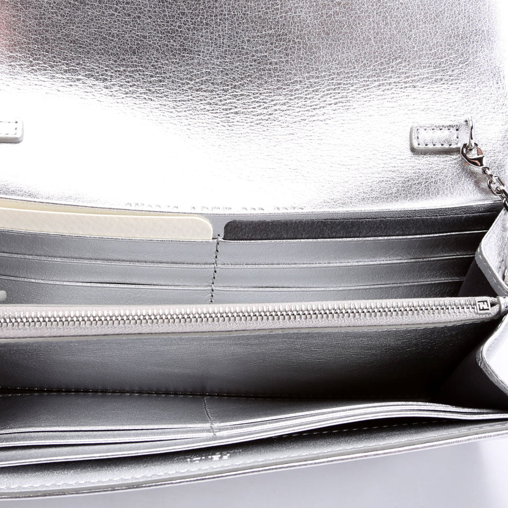 8M3065 FF Jacquard 1974 Continental Wallet On Chain Brown/Silver