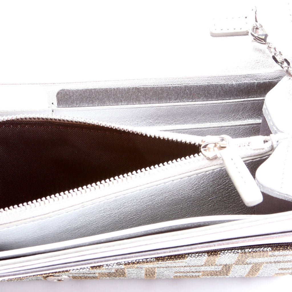 8M3065 FF Jacquard 1974 Continental Wallet On Chain Brown/Silver