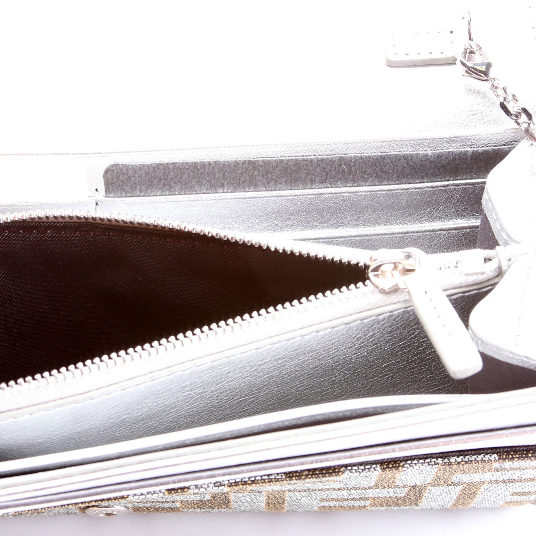 8M3065 FF Jacquard 1974 Continental Wallet On Chain Brown/Silver