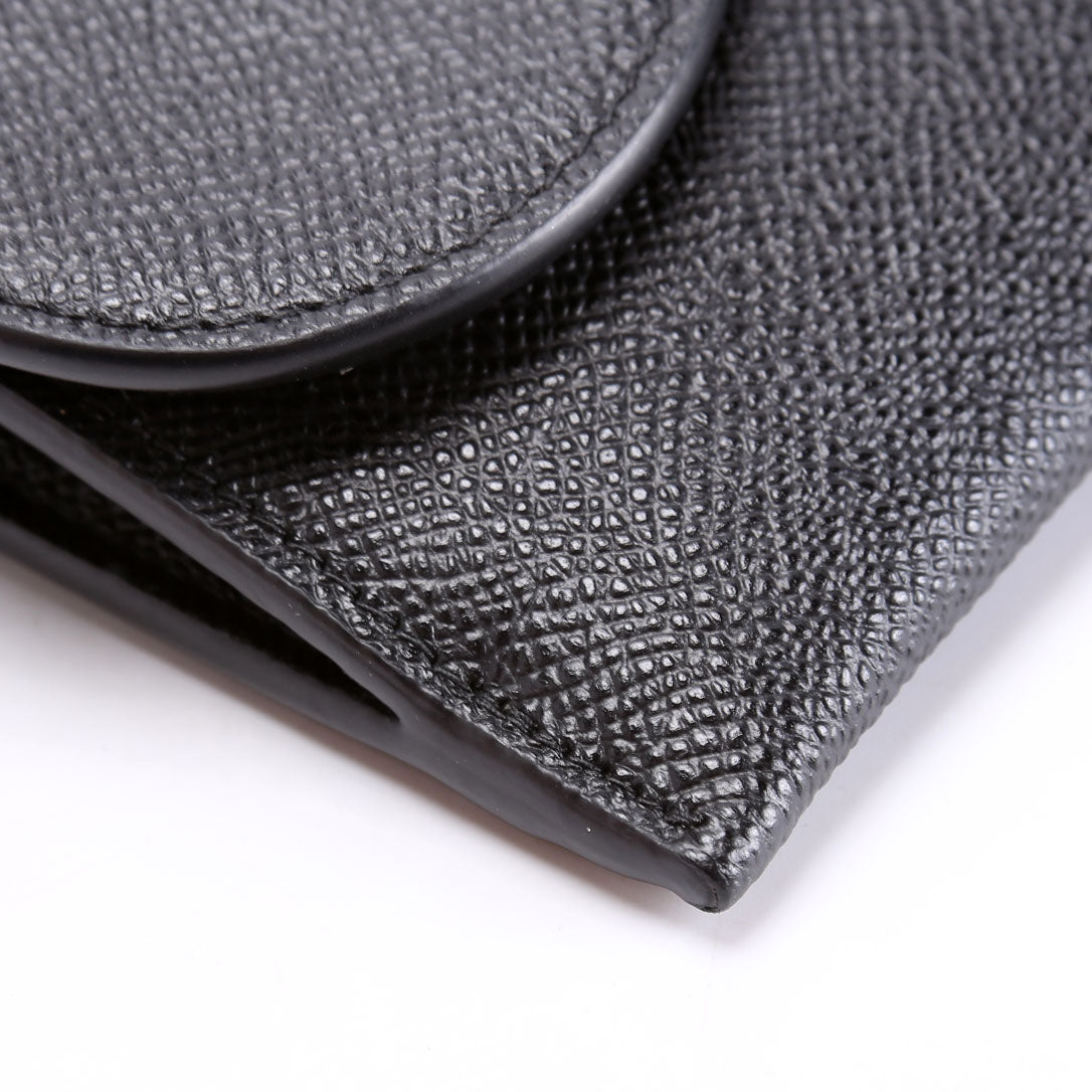 Long Saddle Wallet With Chain Leather Black