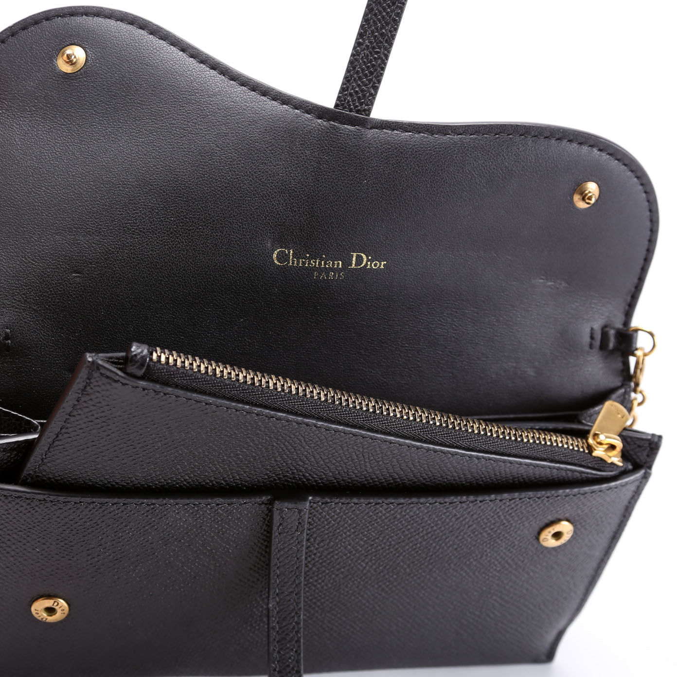 Long Saddle Wallet With Chain Leather Black