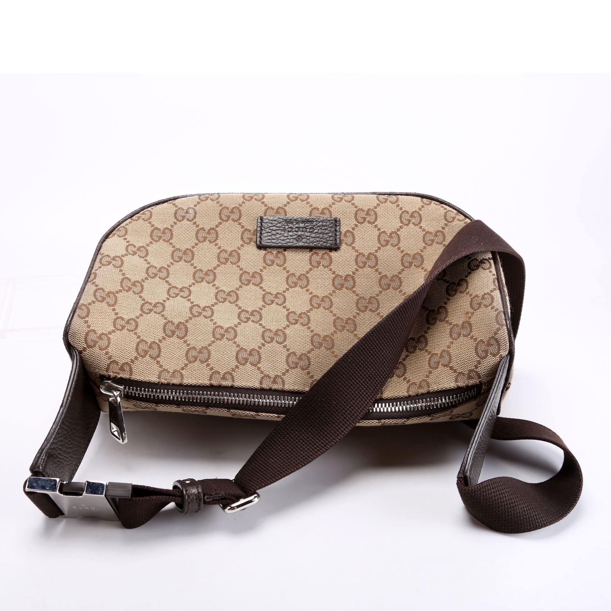 630915 GG Canvas Waist Pouch Brown