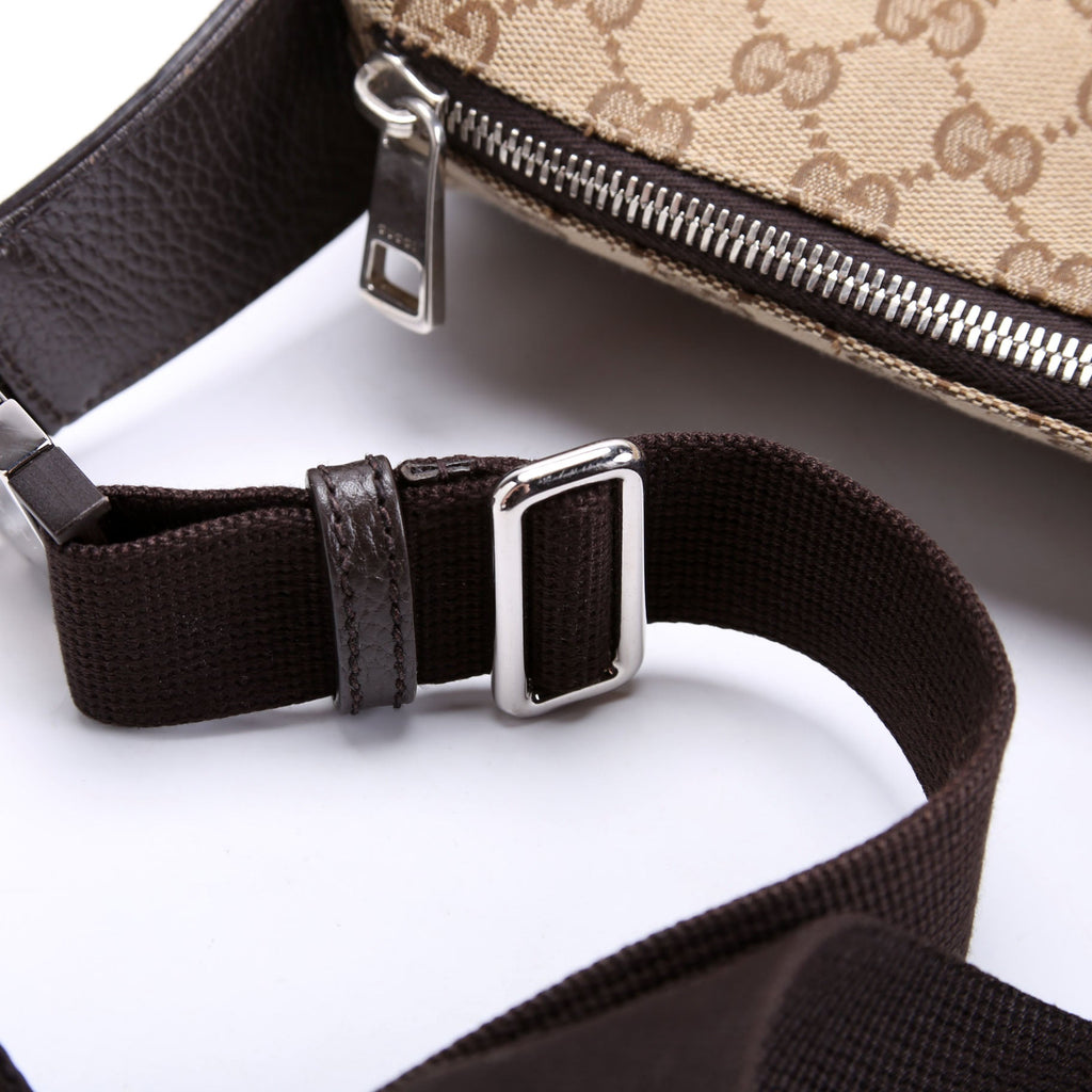 630915 GG Canvas Waist Pouch Brown