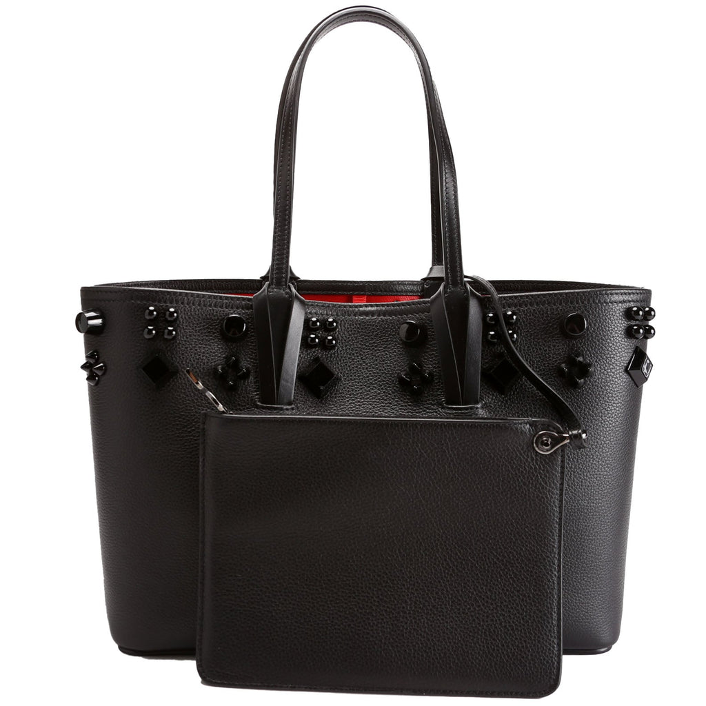Studded East/West Cabata Tote With Pouch Black