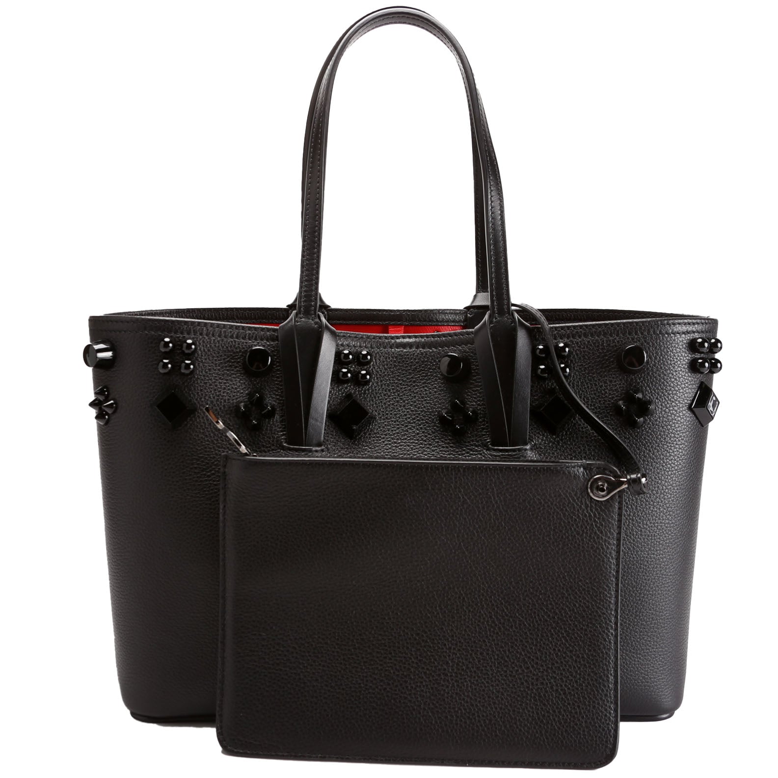 Studded East/West Cabata Tote With Pouch Black