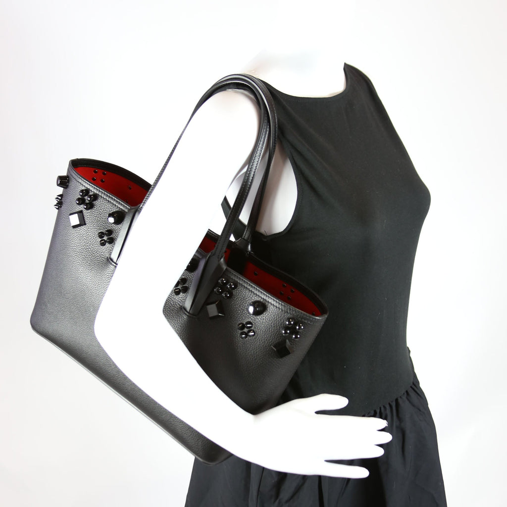 Studded East/West Cabata Tote With Pouch Black