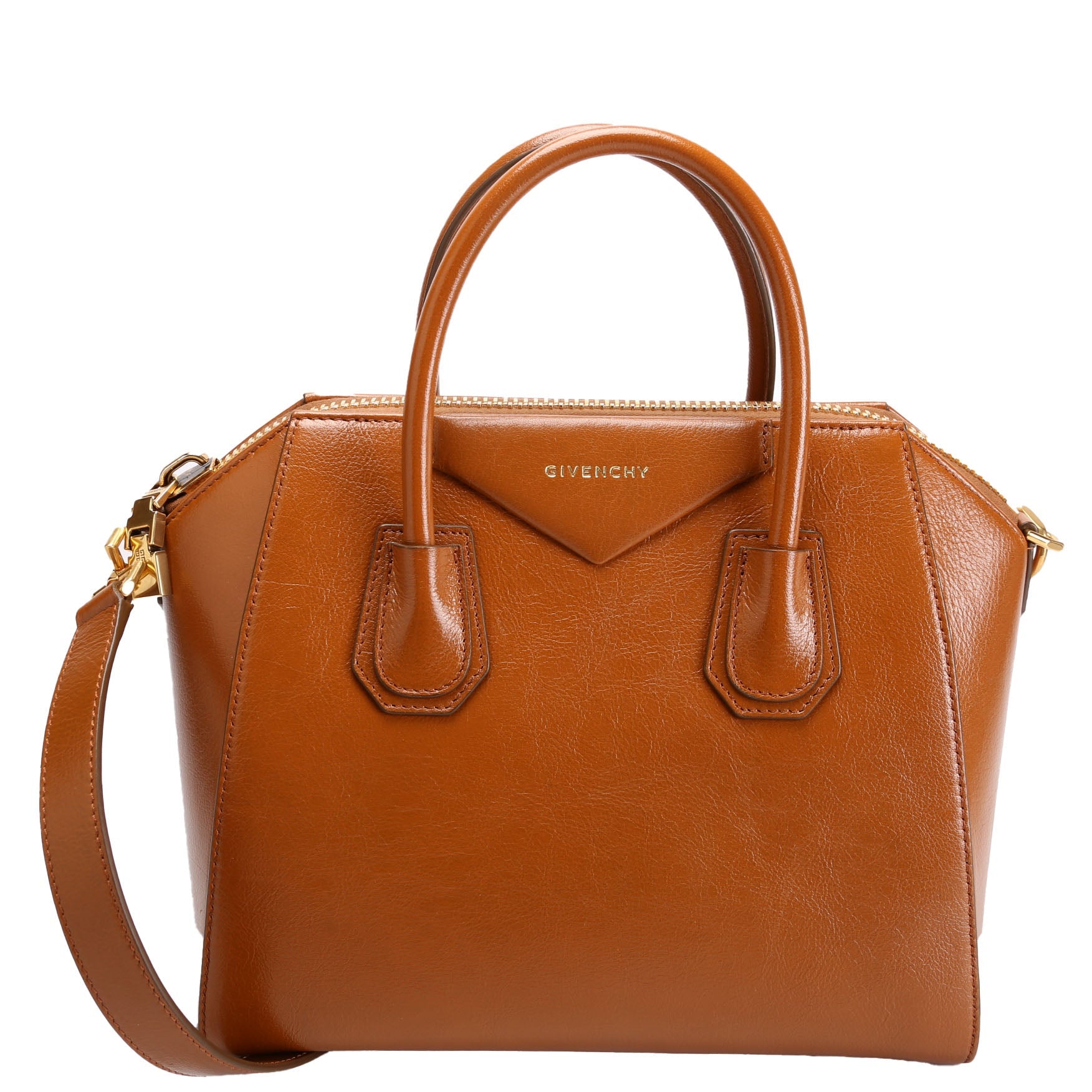 Antigona Satchel Medium Shiny Leather Brown