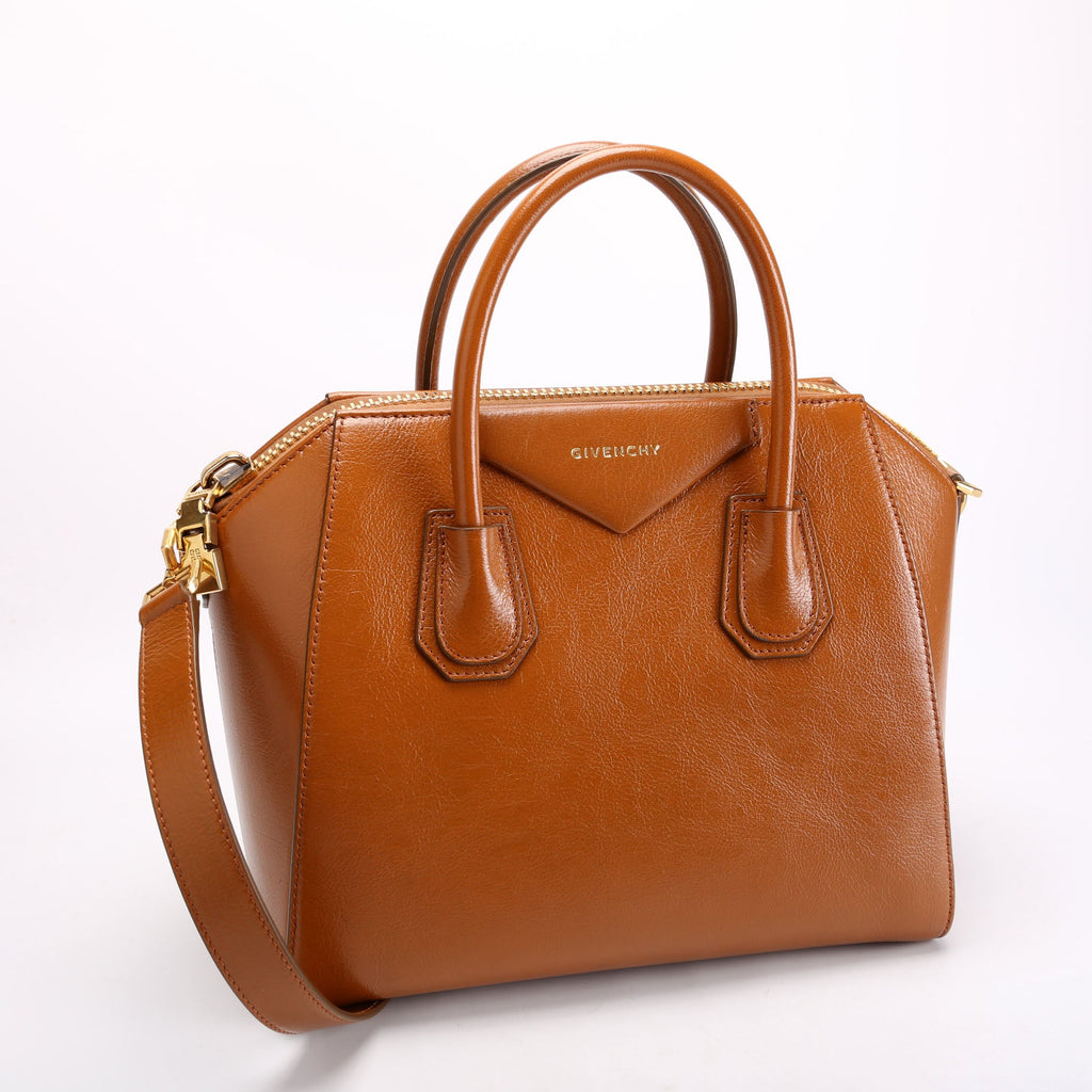 Antigona Satchel Medium Shiny Leather Brown