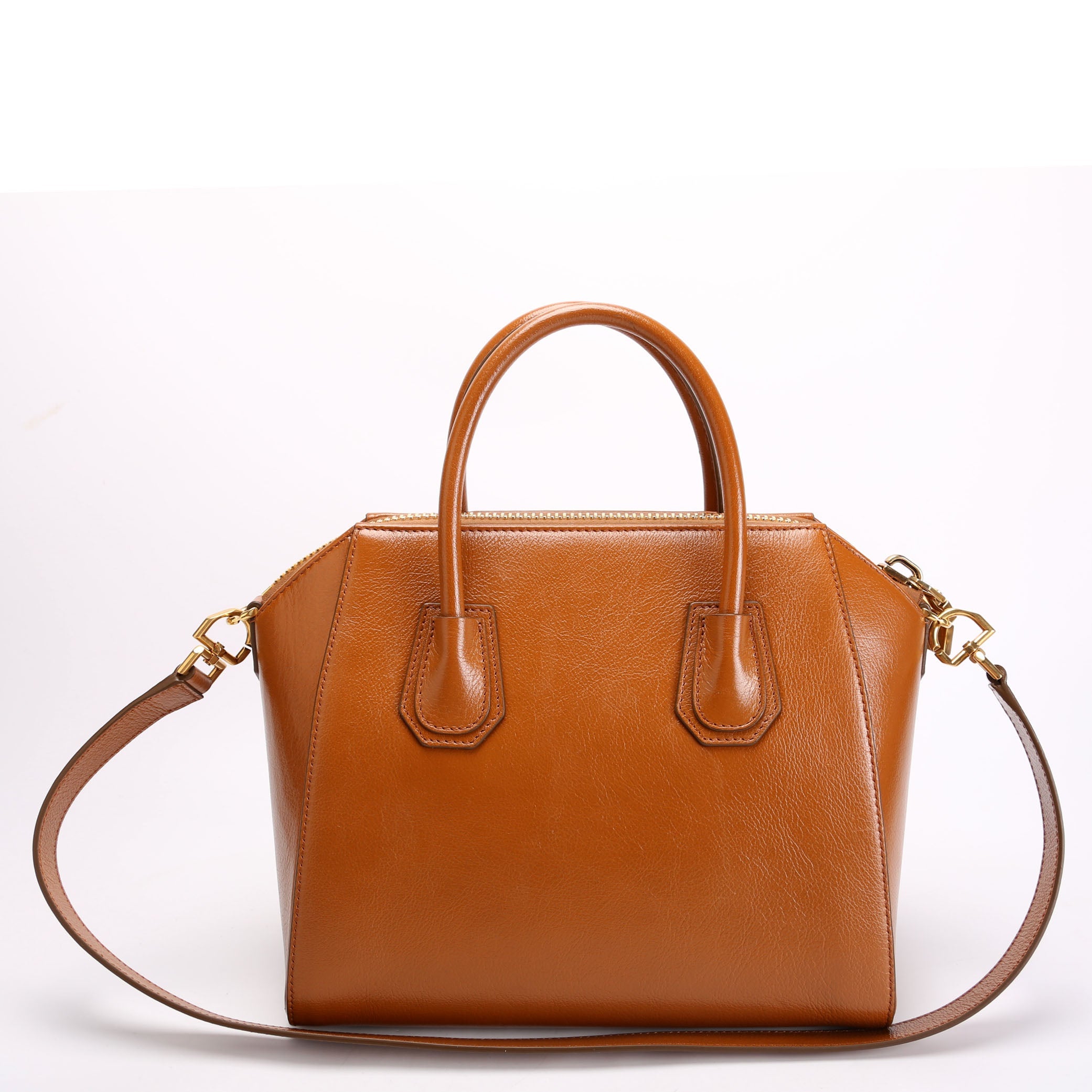 Antigona Satchel Medium Shiny Leather Brown