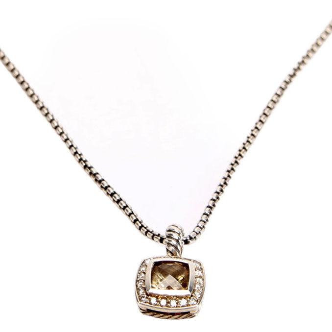 Petite Albion Pendant 925/Smoky Quartz/Diamond Necklace
