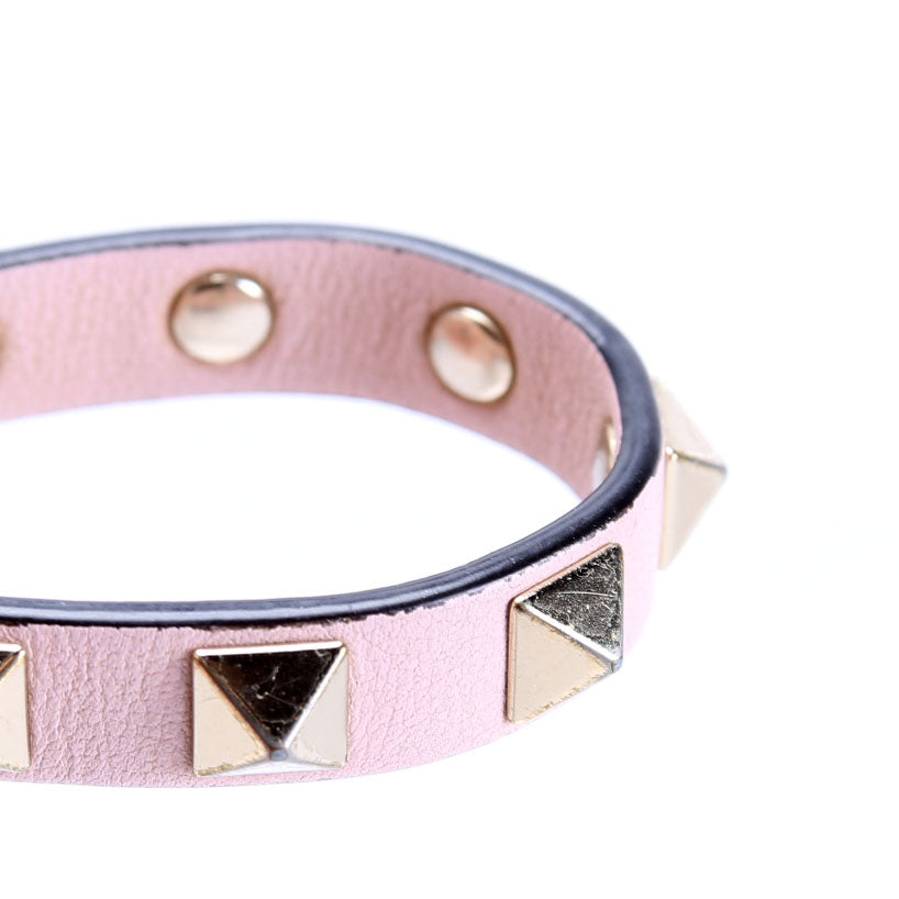 The Rockstud Leather Bracelet Pink