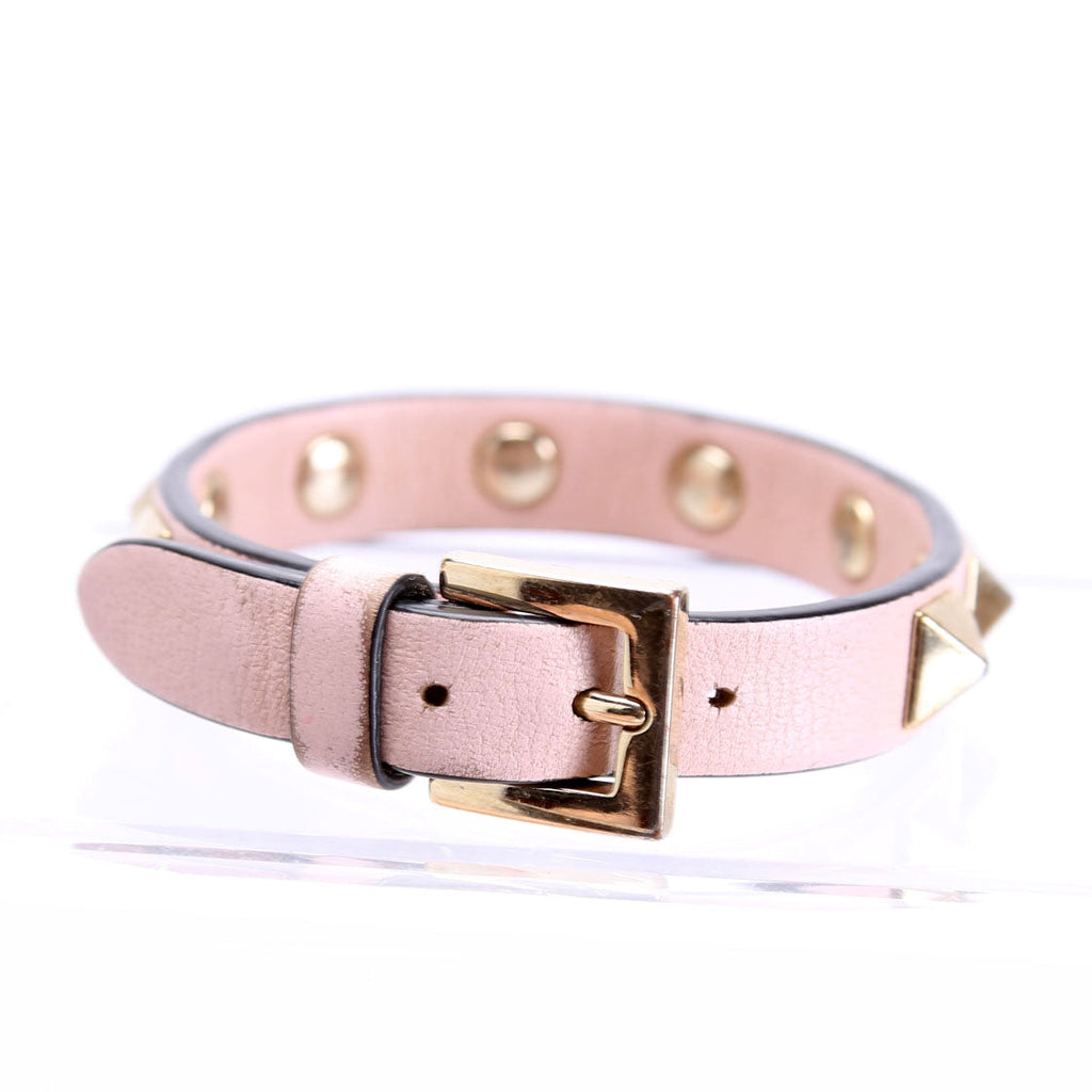 The Rockstud Leather Bracelet Pink
