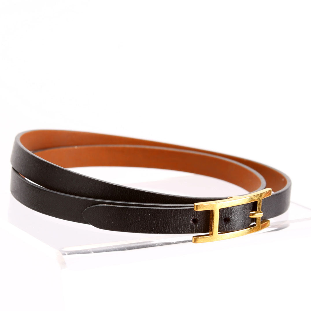 Hermes Behapi Double Tour Bracelet Black/Brown