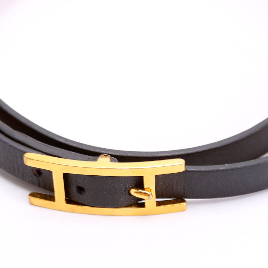 Hermes Behapi Double Tour Bracelet Black/Brown