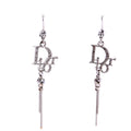 Crystal Logo Drop Vintage Earrings Silver