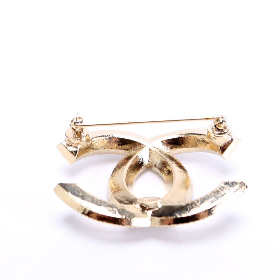 Baguette Crystal CC Brooch Gold