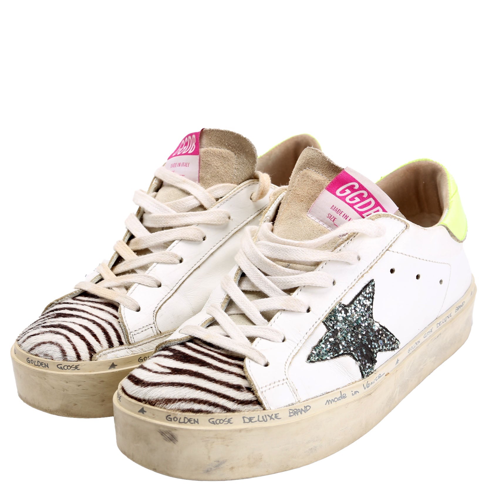 Hi Star Sneakers Size 37 Zebra/White/Neon Yellow
