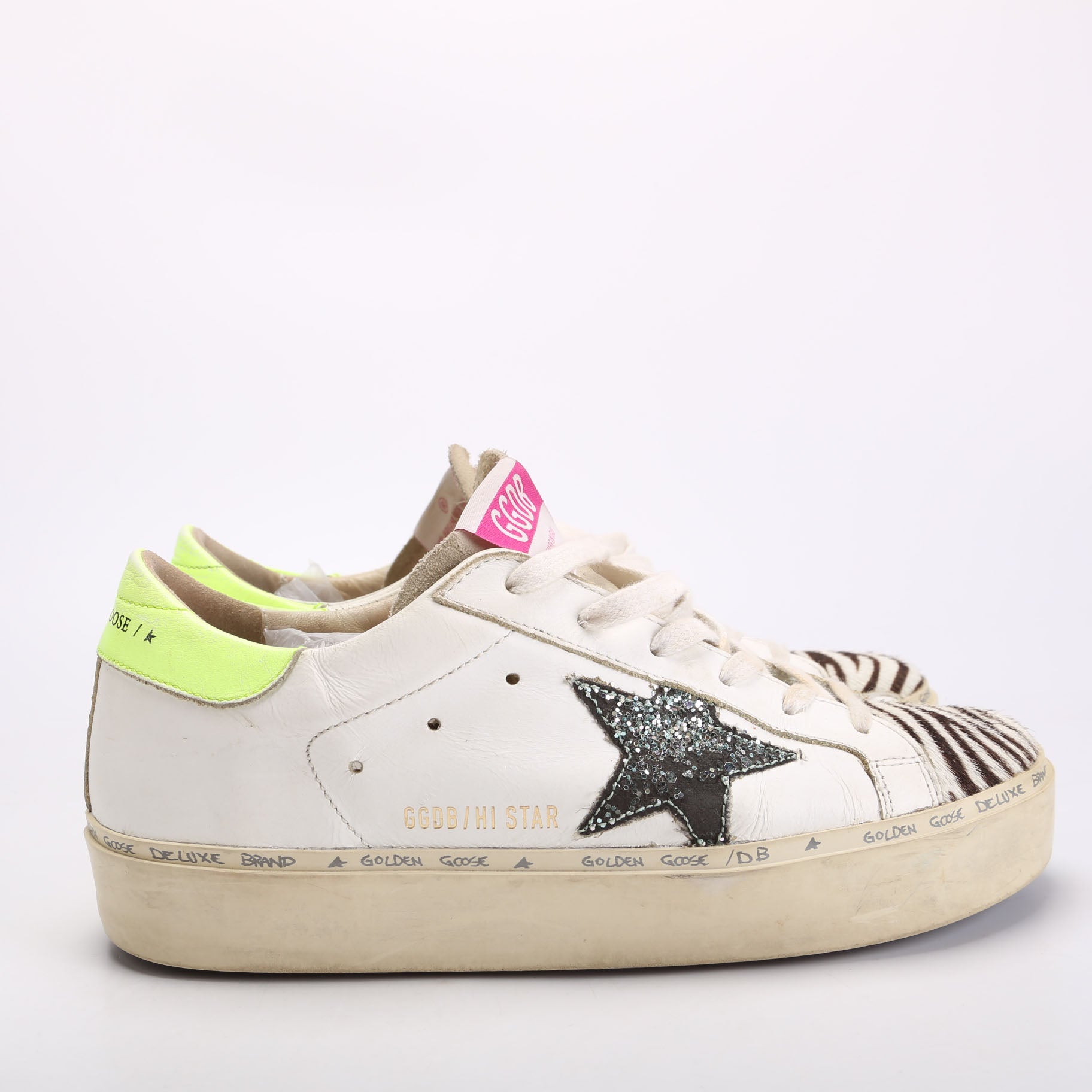 Hi Star Sneakers Size 37 Zebra/White/Neon Yellow