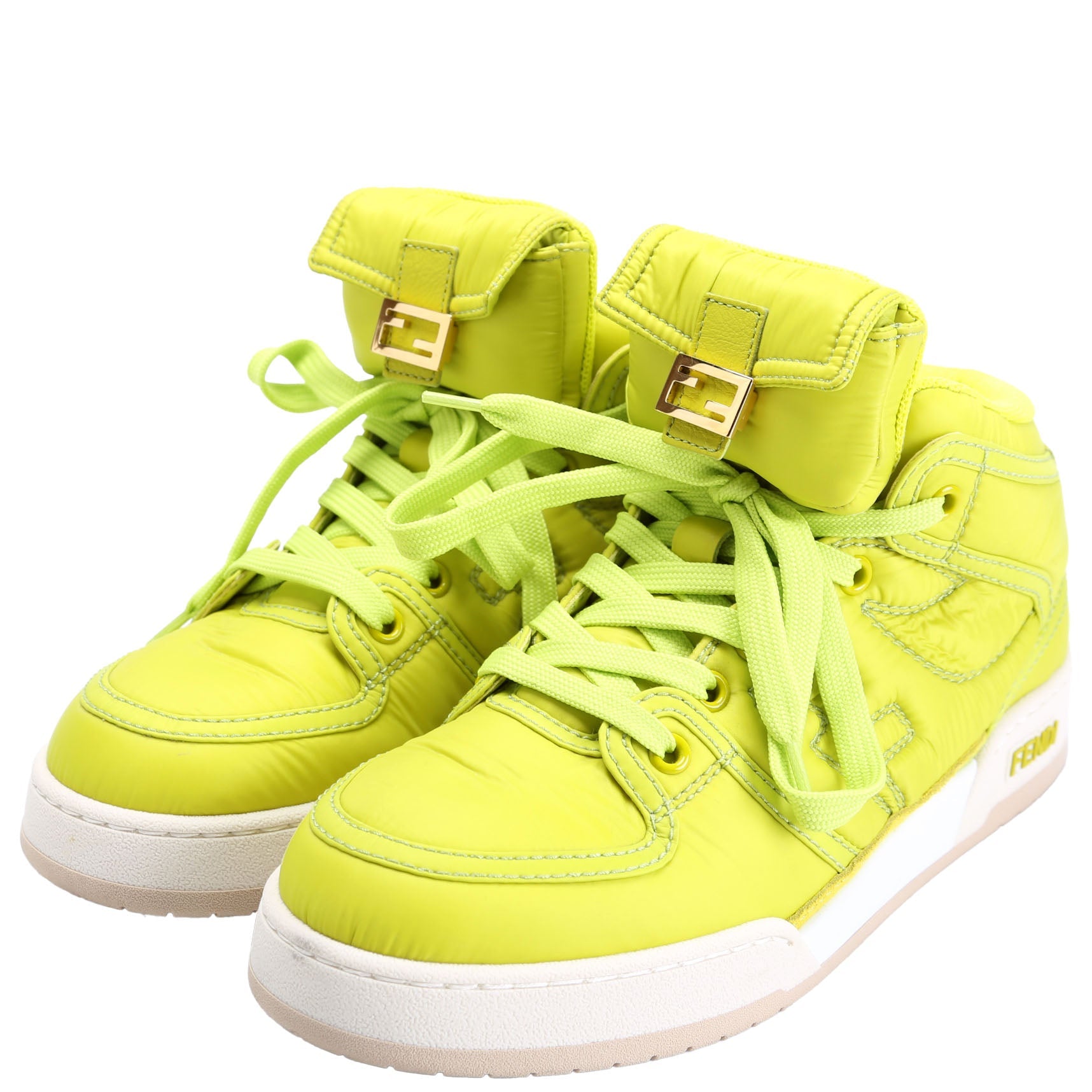 FF Nylon Match High Top Sneakers Size 37 Neon Green