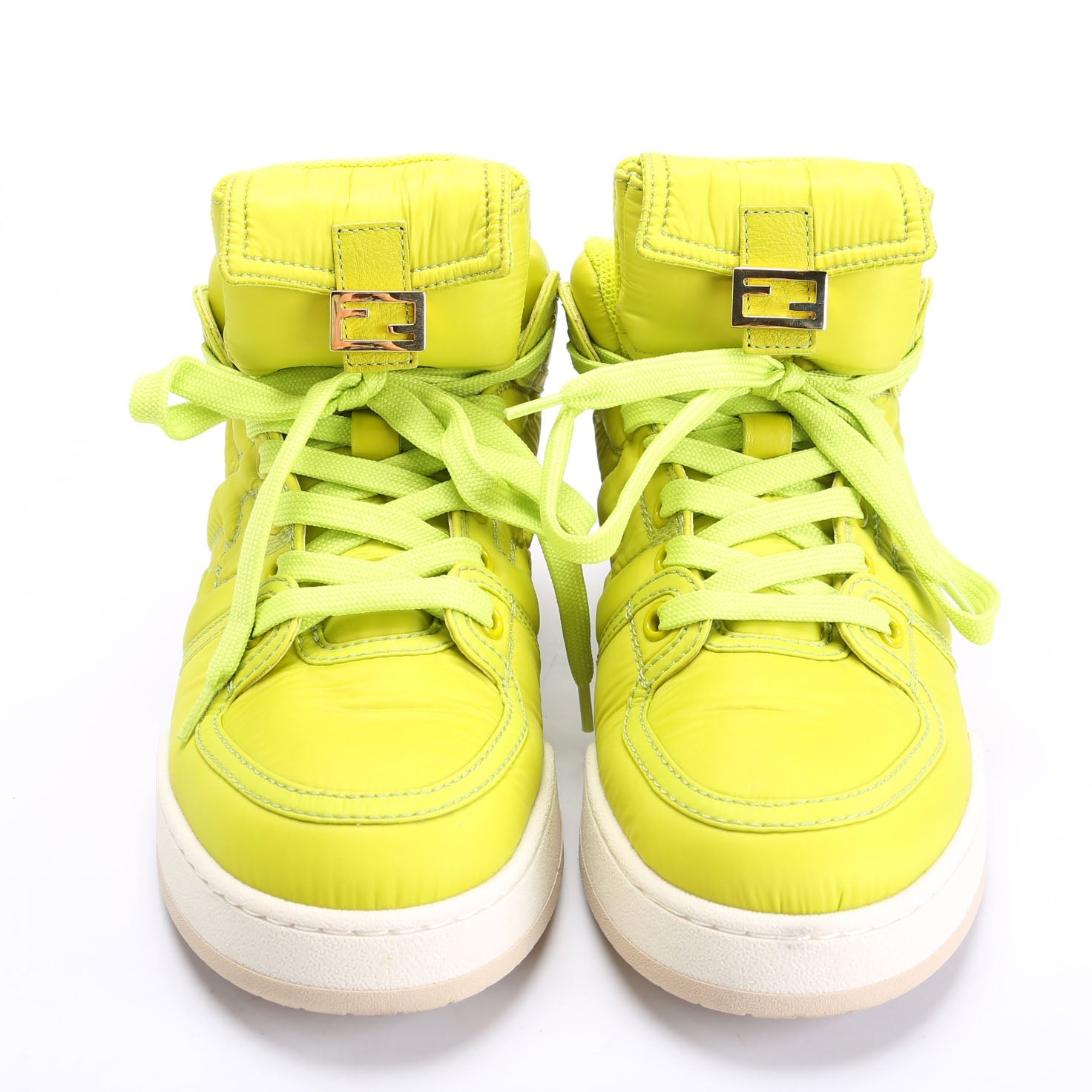 FF Nylon Match High Top Sneakers Size 37 Neon Green