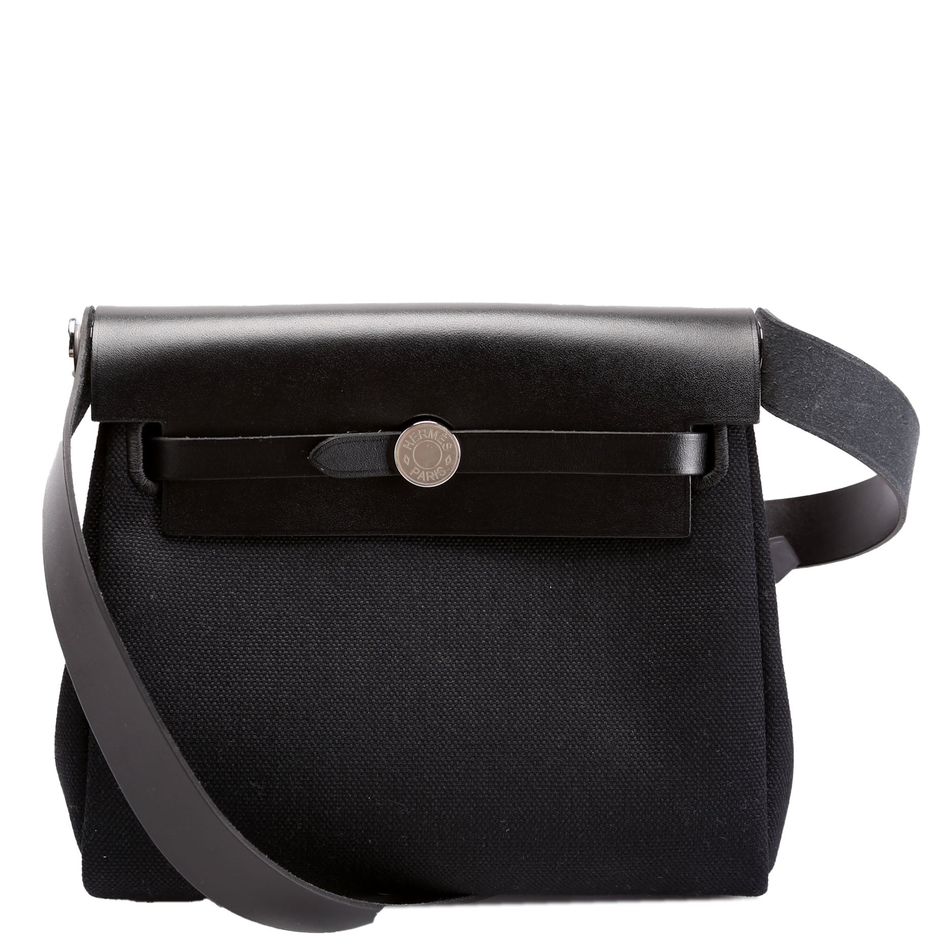 Hermes Herbag Zip 20 Toile Canvas Black
