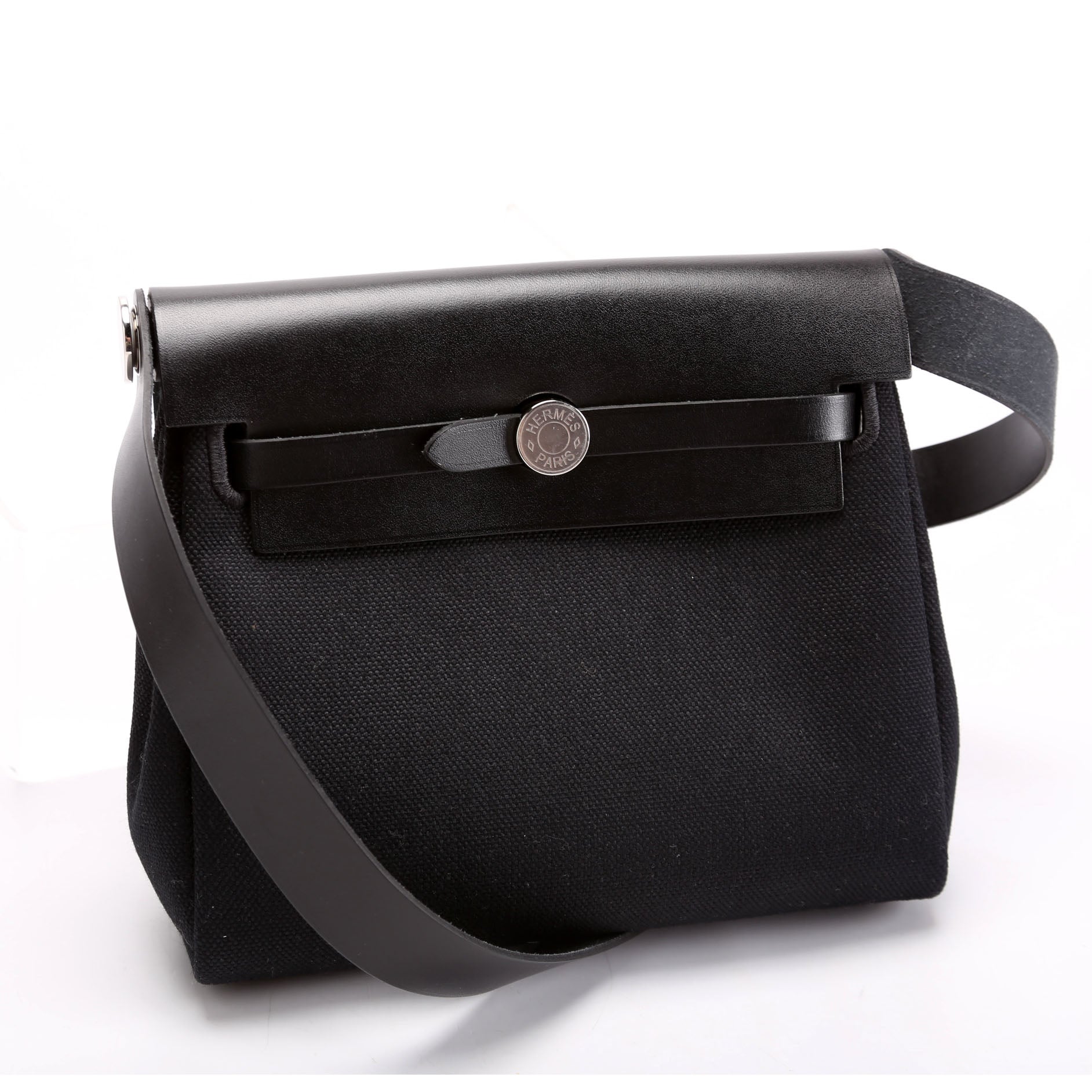 Hermes Herbag Zip 20 Toile Canvas Black