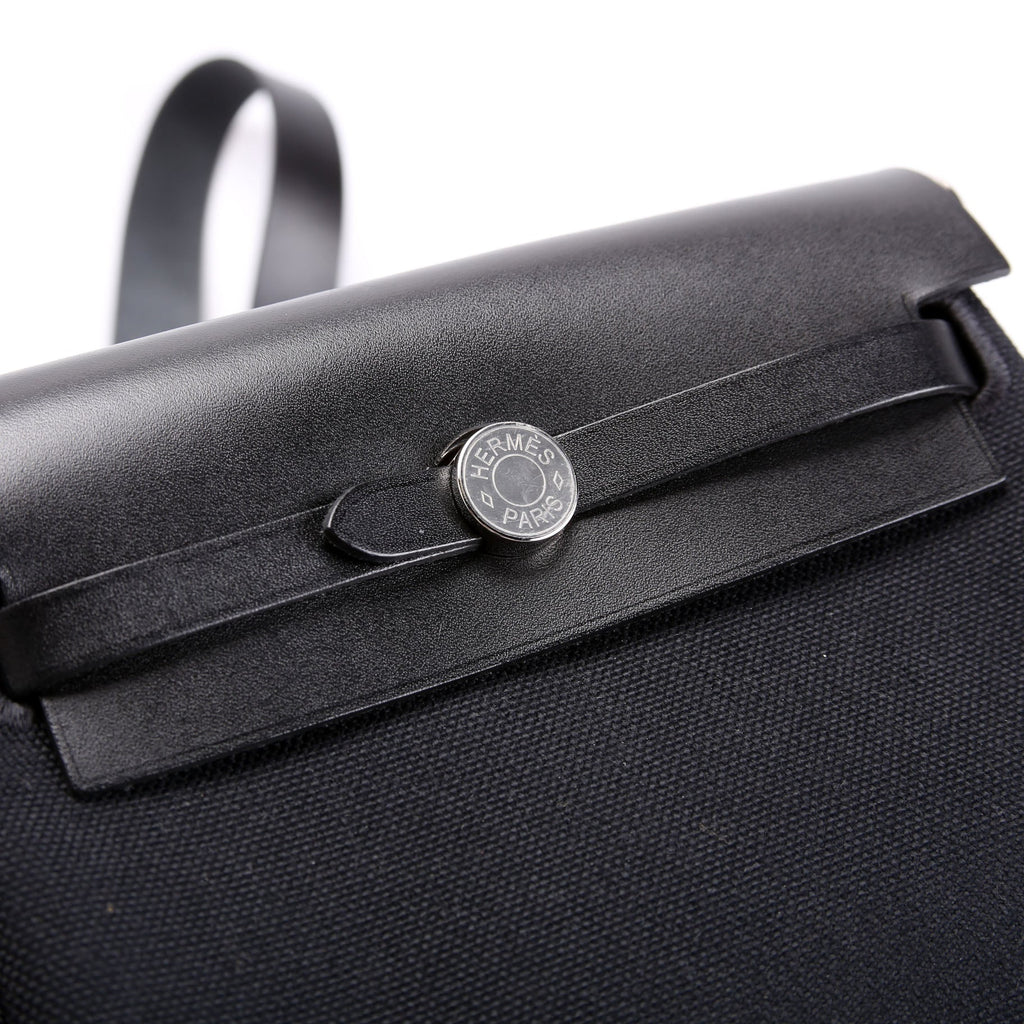 Hermes Herbag Zip 20 Toile Canvas Black