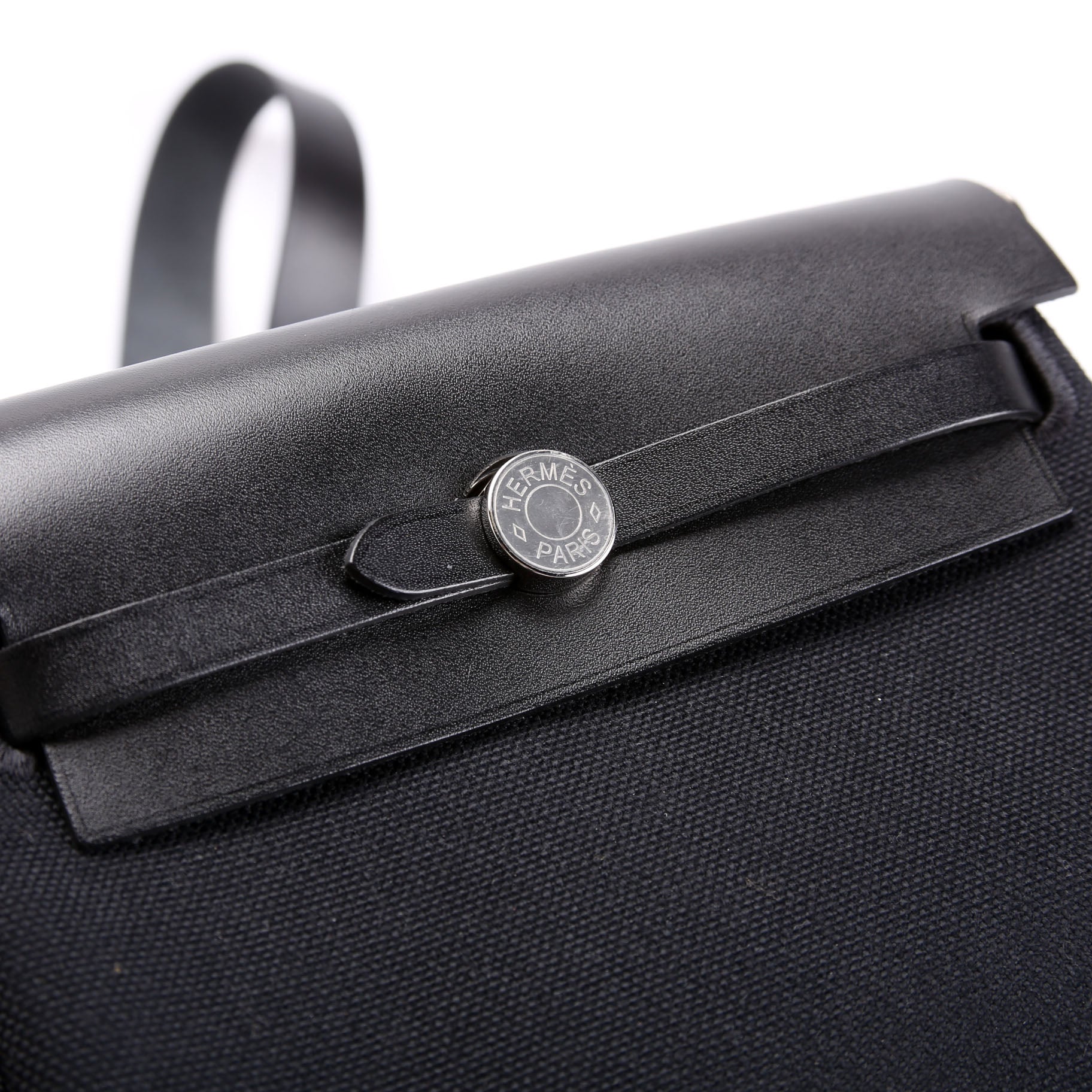 Hermes Herbag Zip 20 Toile Canvas Black