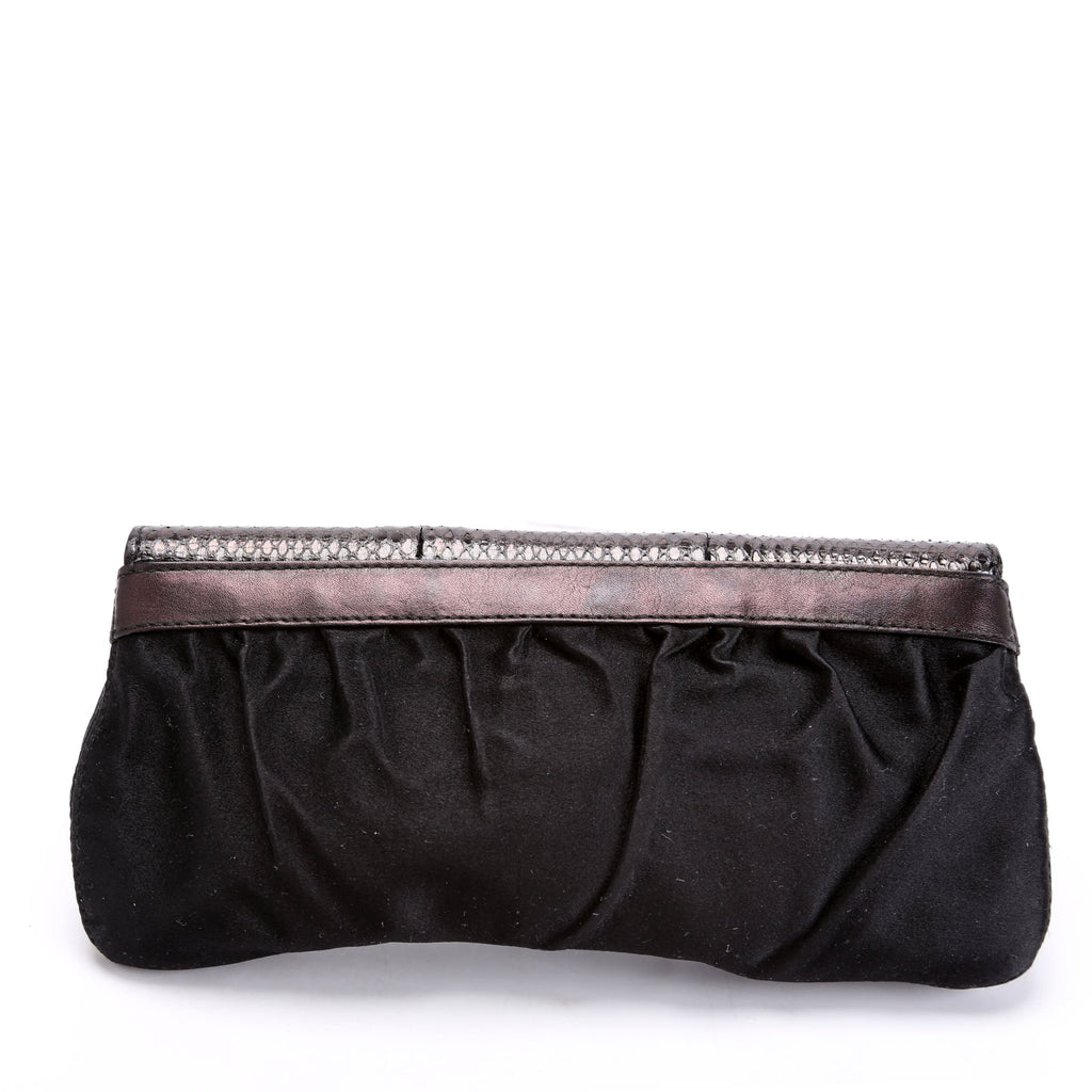 191331 Python Bamboo Satin Clutch Black
