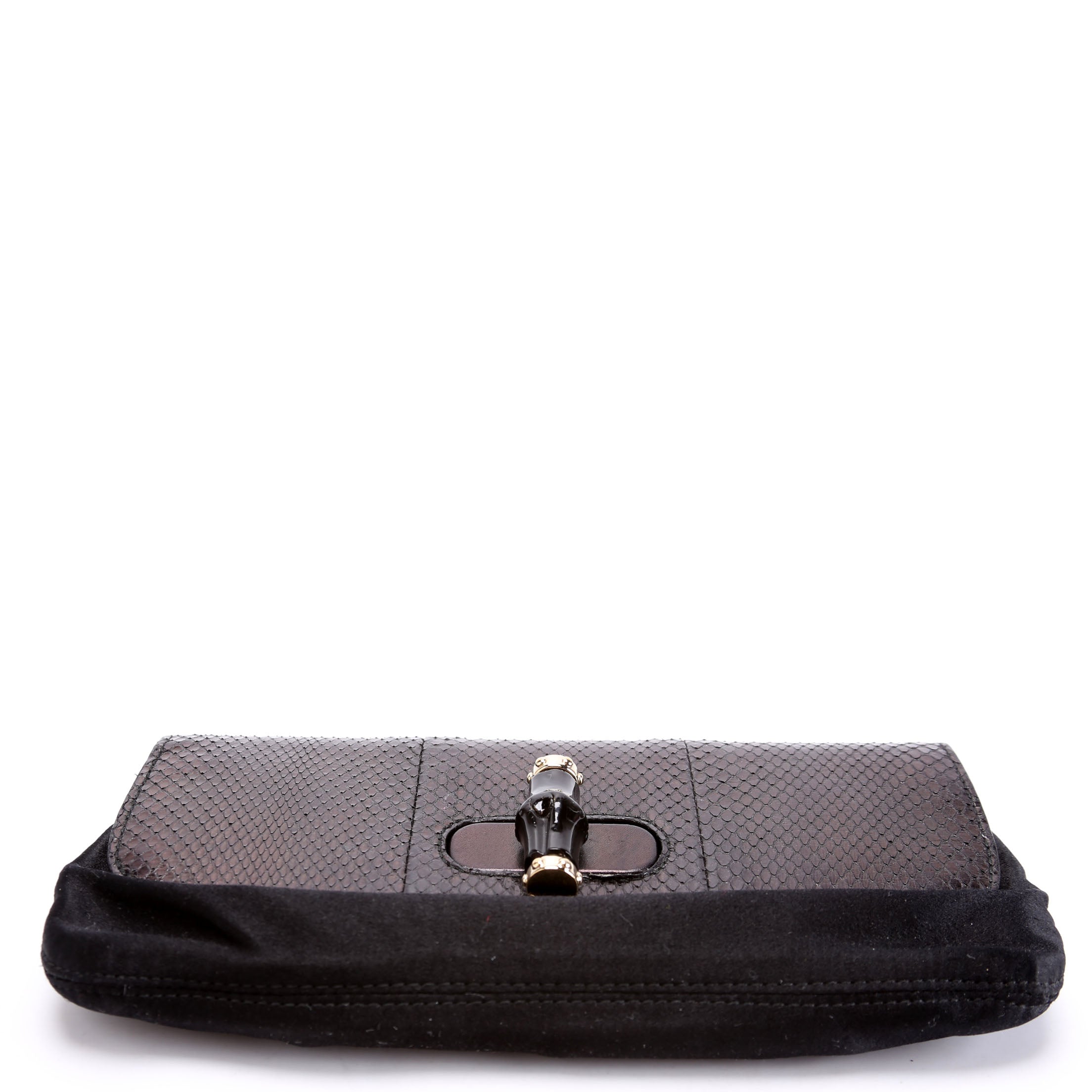 191331 Python Bamboo Satin Clutch Black