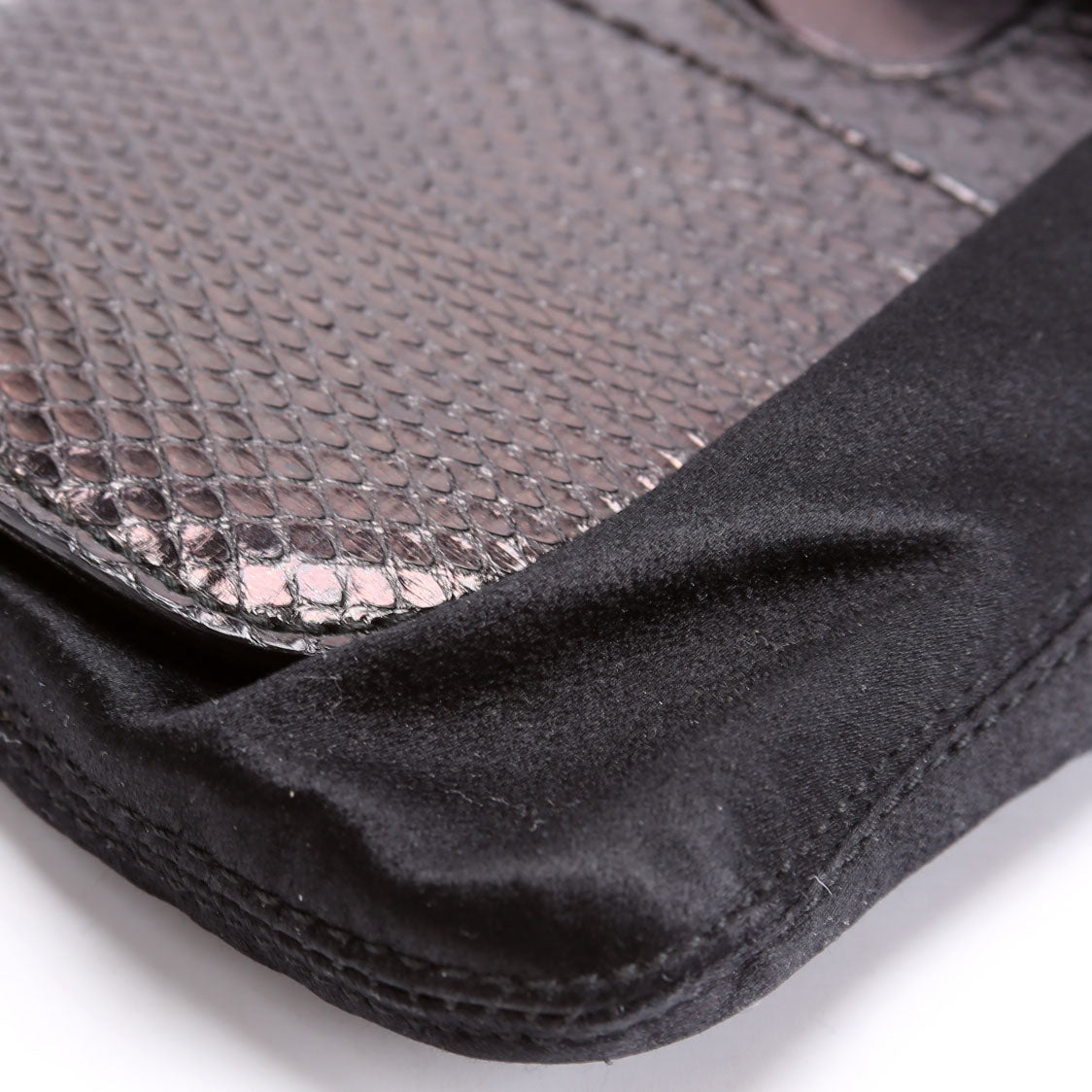 191331 Python Bamboo Satin Clutch Black