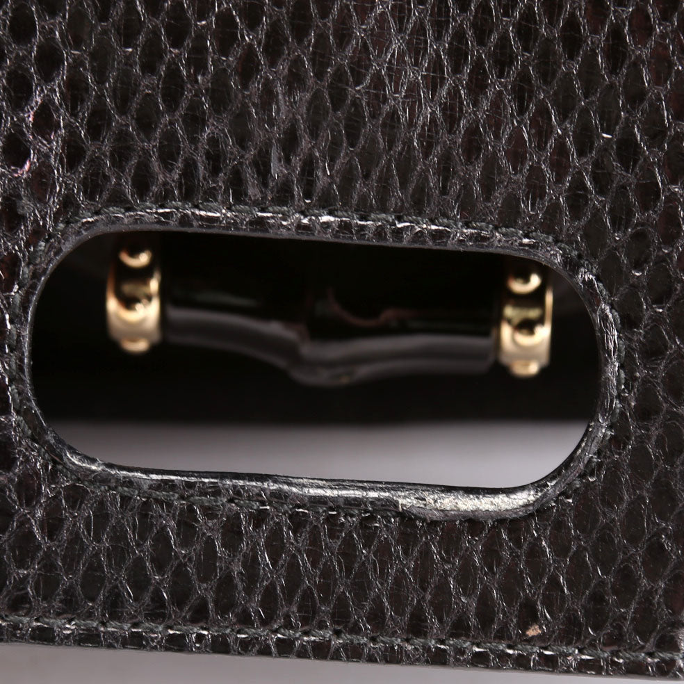 191331 Python Bamboo Satin Clutch Black