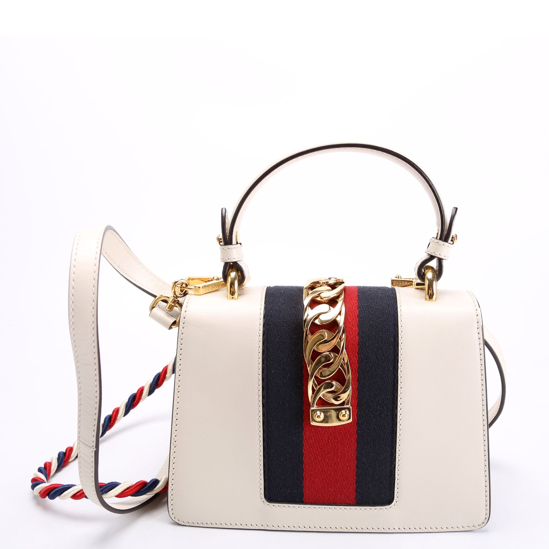 Gucci 470270 Sylvie Rose Embroidered Mini Bag White