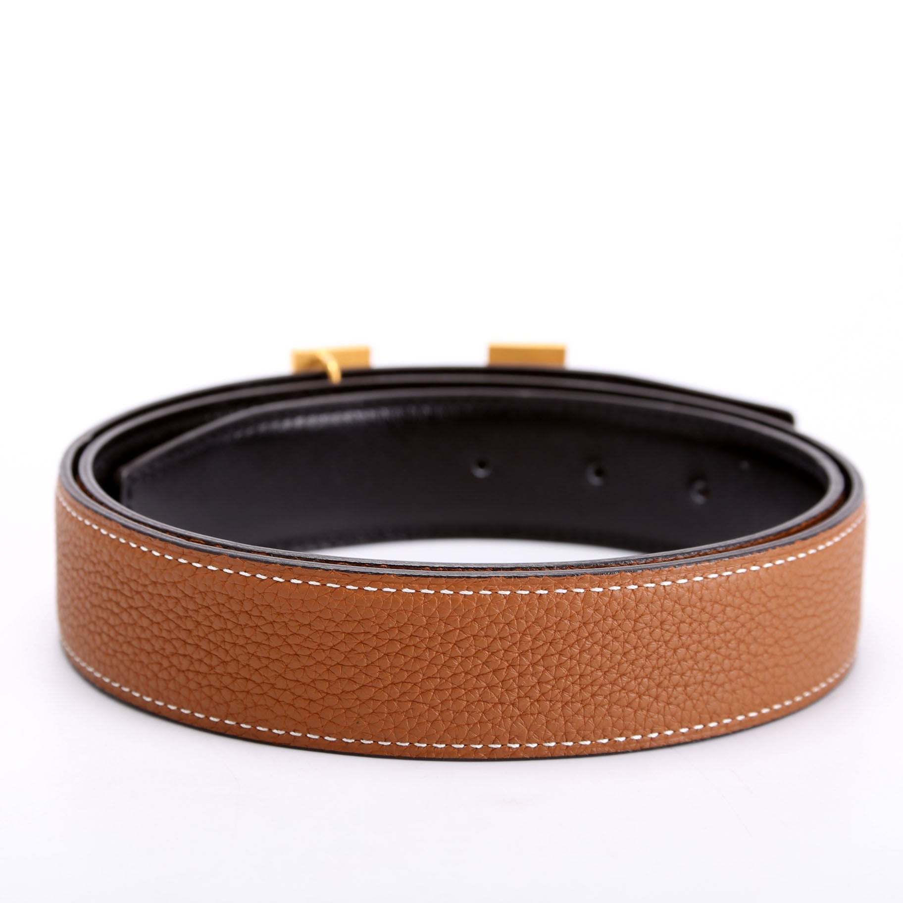 H Guillochee 32MM Reversible Belt Size 85 Brown/Black