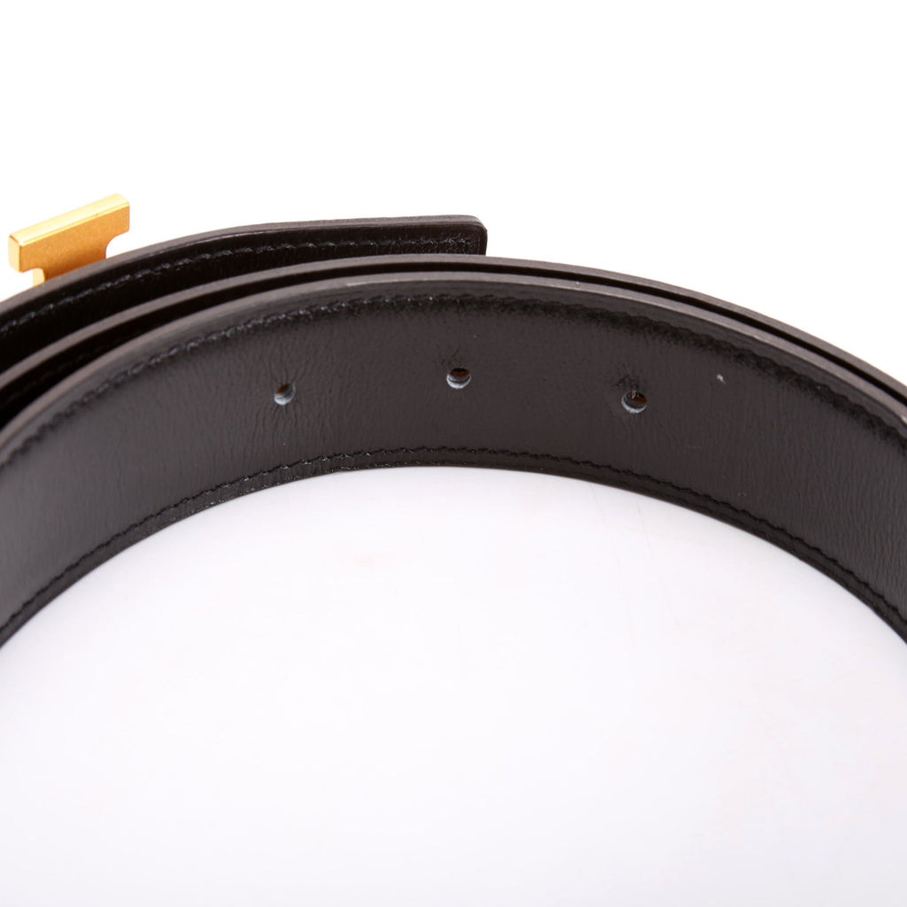 H Guillochee 32MM Reversible Belt Size 85 Brown/Black