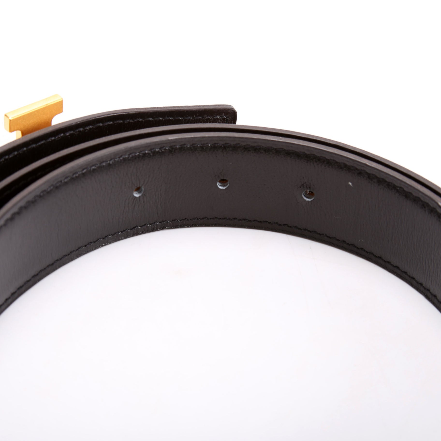 H Guillochee 32MM Reversible Belt Size 85 Brown/Black
