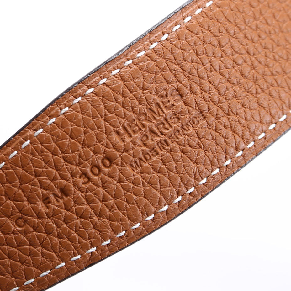 H Guillochee 32MM Reversible Belt Size 85 Brown/Black
