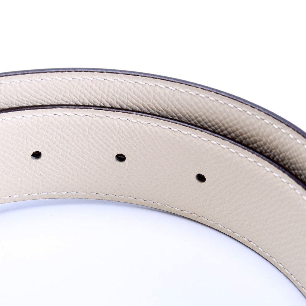 H Guillochee 32MM Reversible Belt Size 80 Grey/Ivory