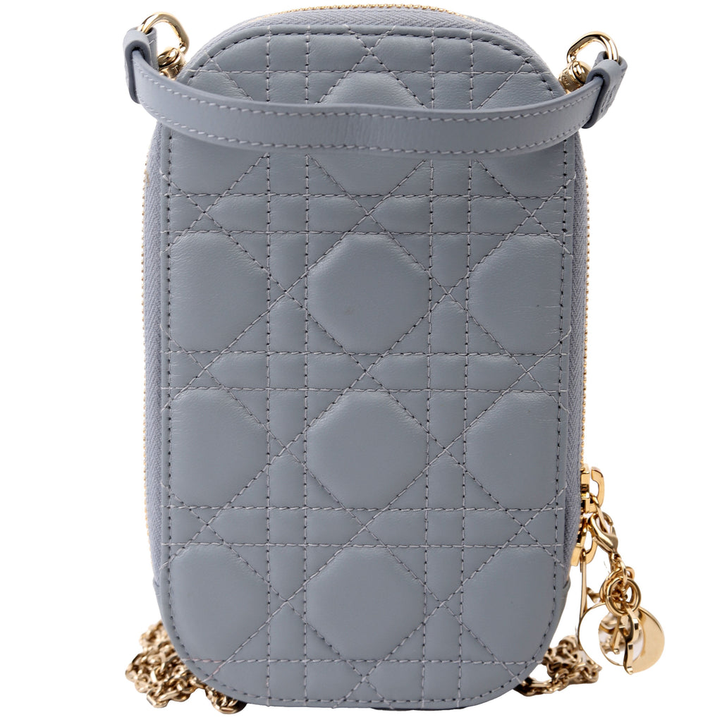 Dior Lady Dior Call'In Dior Phone Holder Dioramour Lambskin Cannage Blue