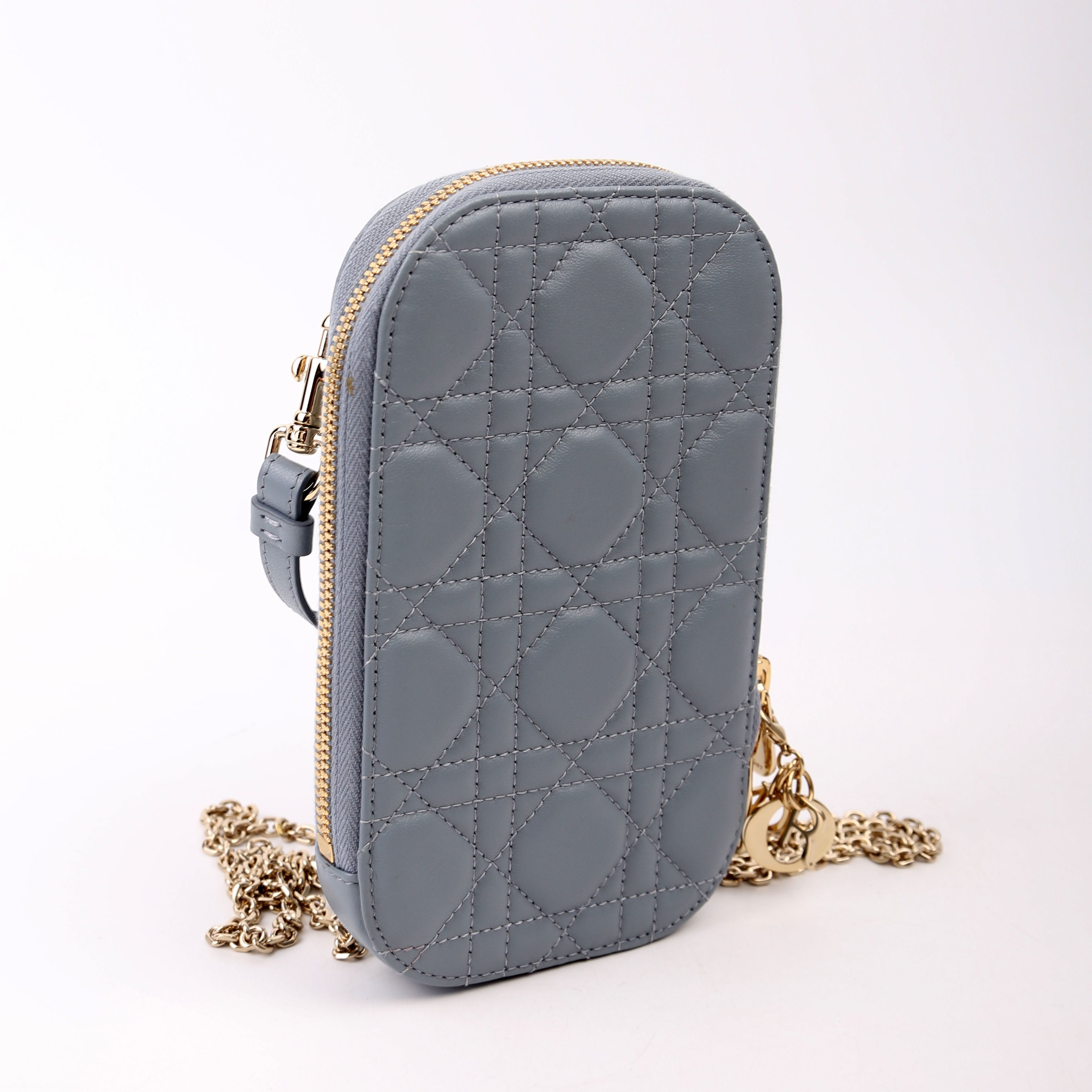 Dior Lady Dior Call'In Dior Phone Holder Dioramour Lambskin Cannage Blue