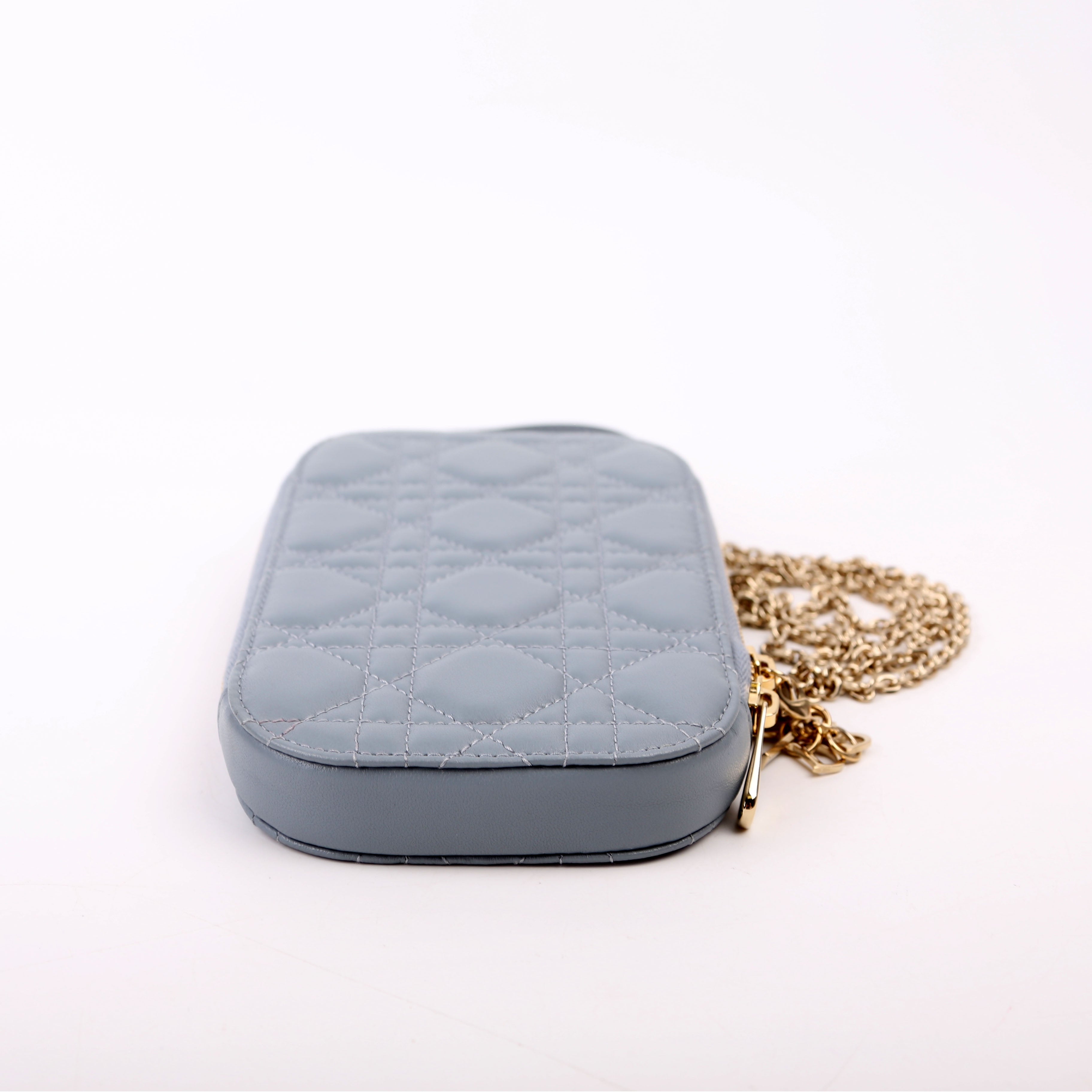 Dior Lady Dior Call'In Dior Phone Holder Dioramour Lambskin Cannage Blue