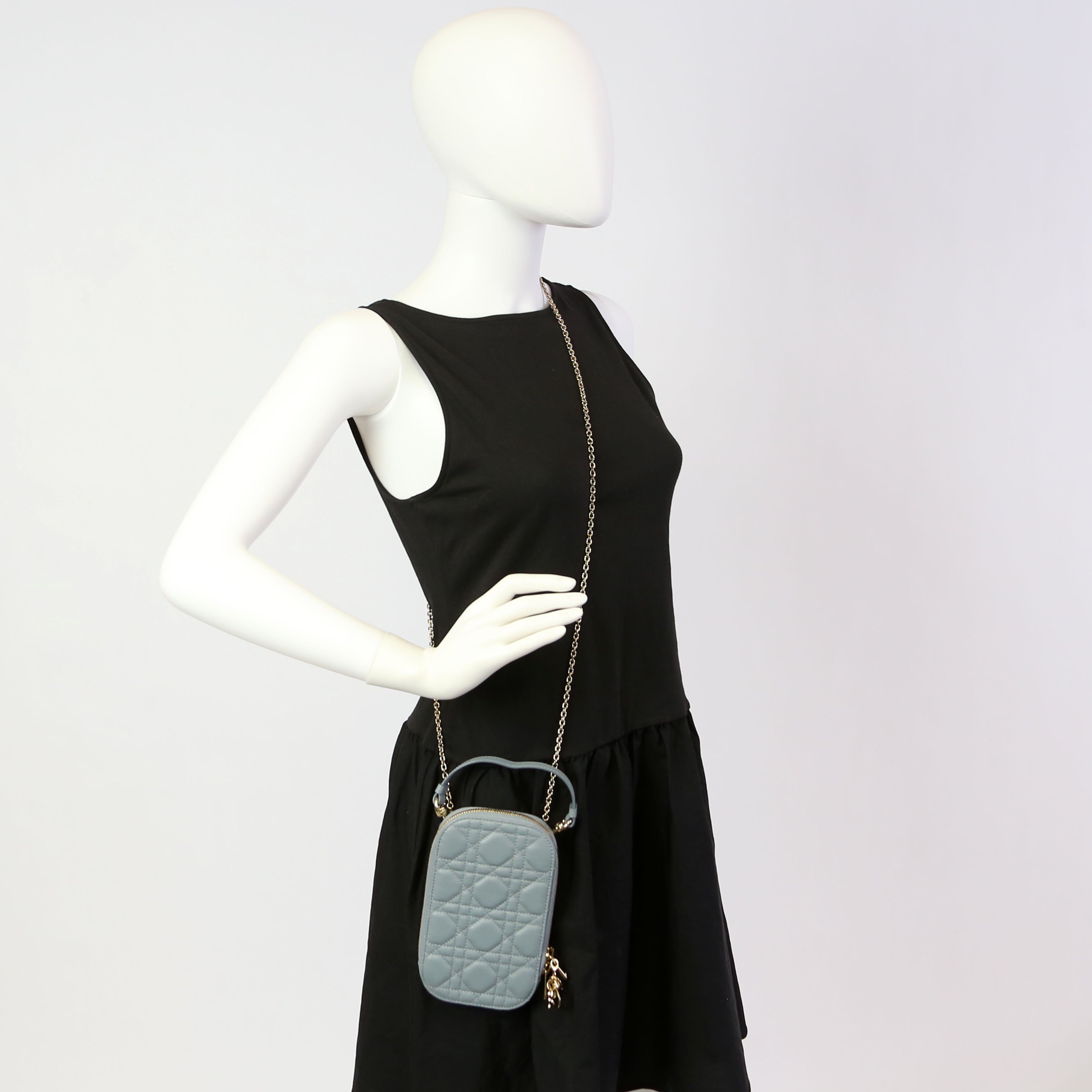 Dior Lady Dior Call'In Dior Phone Holder Dioramour Lambskin Cannage Blue