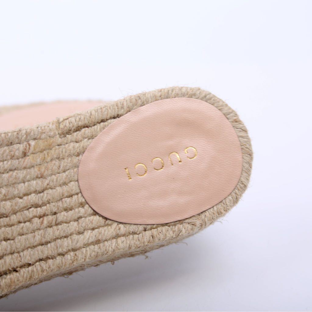 Gucci Interlocking GG Espadrille Slides Size 36 White/Navy