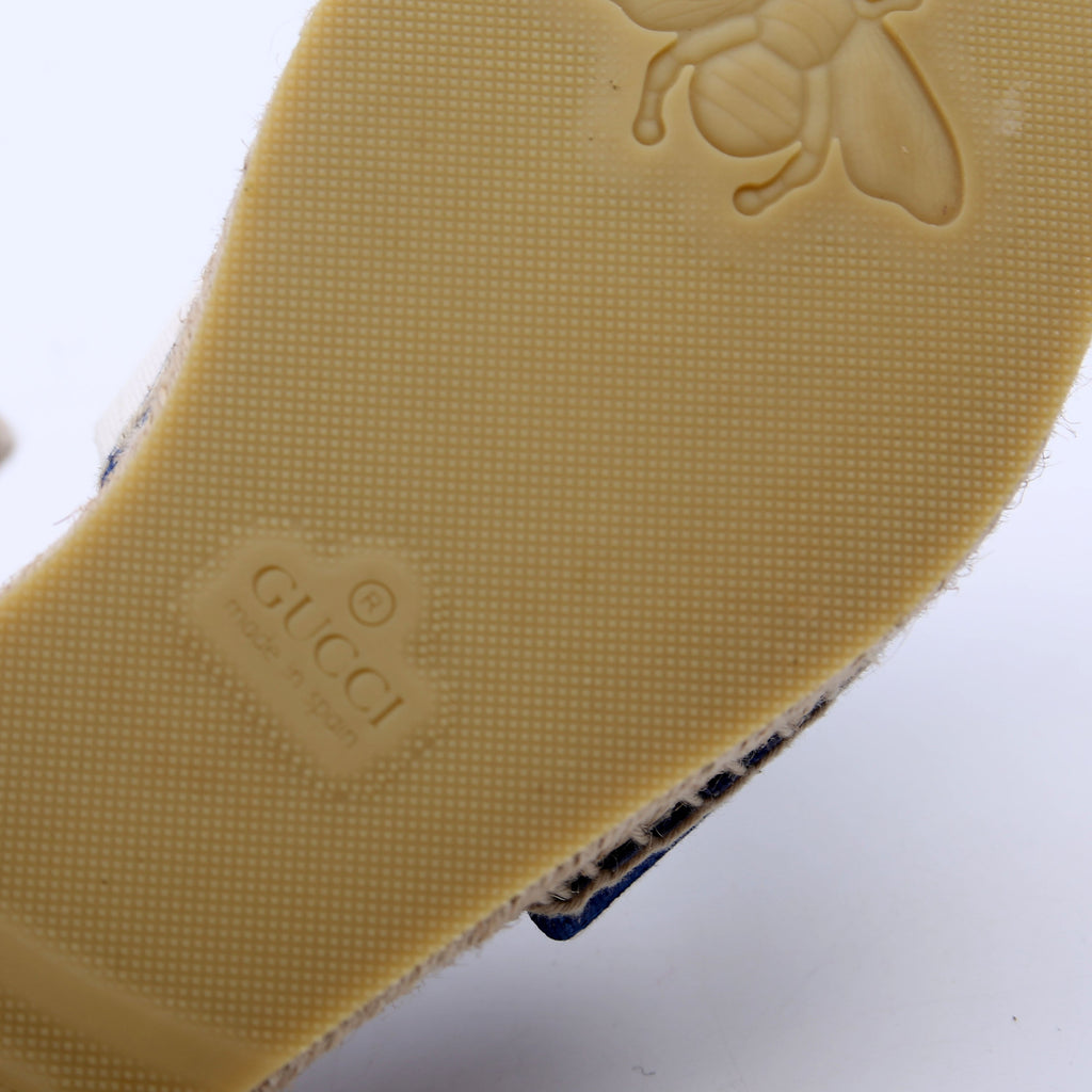 Gucci Interlocking GG Espadrille Slides Size 36 White/Navy