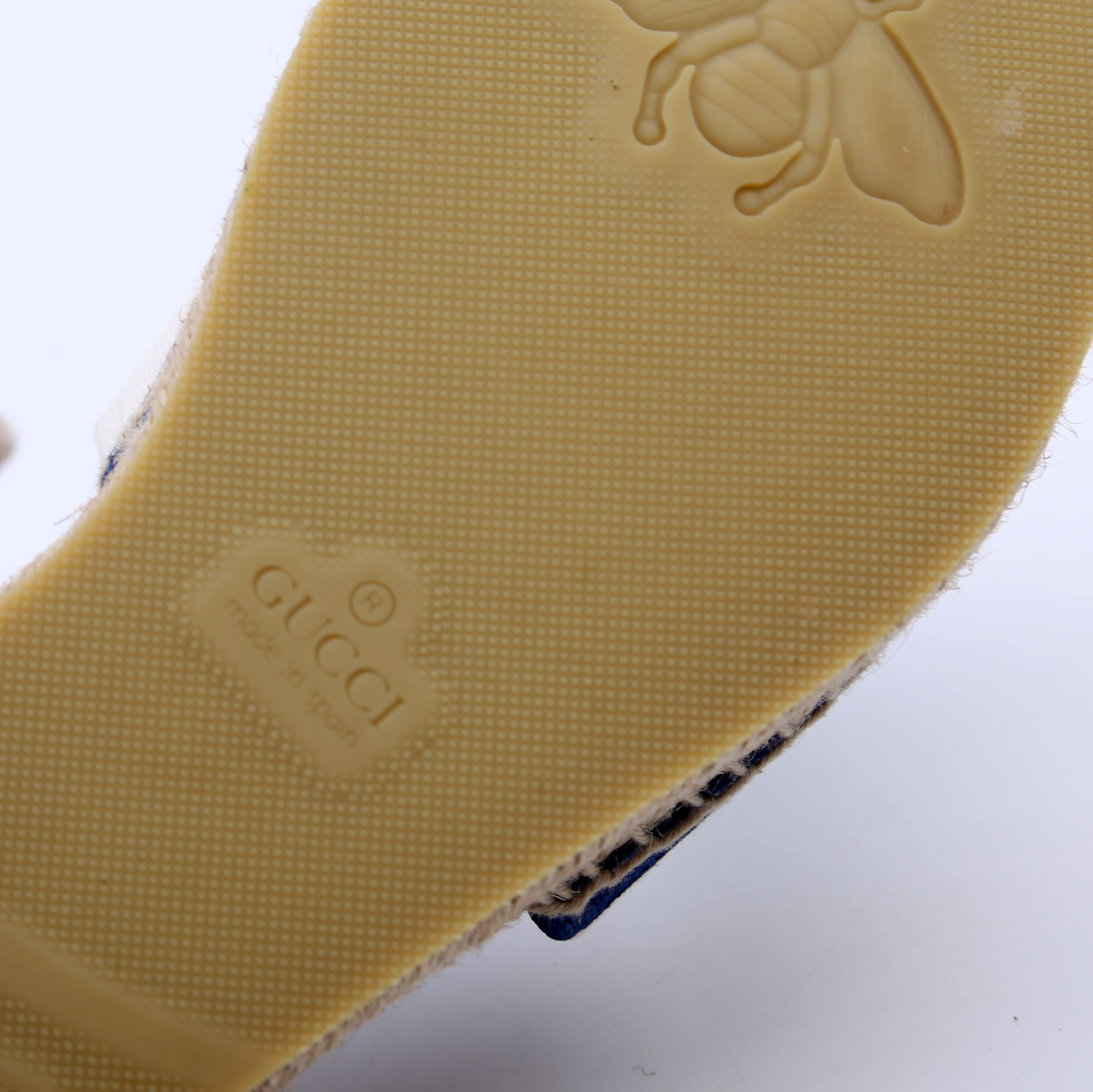 Gucci Interlocking GG Espadrille Slides Size 36 White/Navy