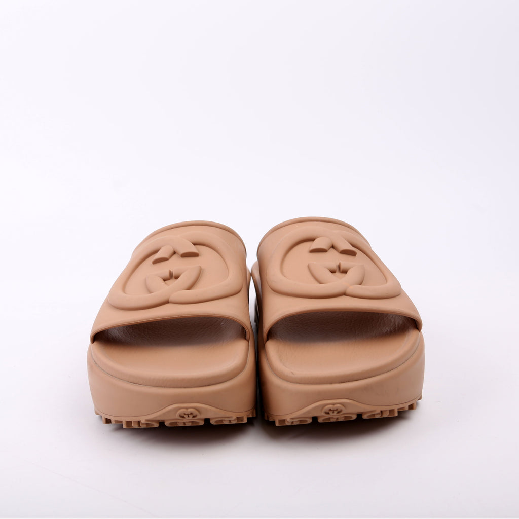 Interlocking GG Rubber Slides Size 36 Tan