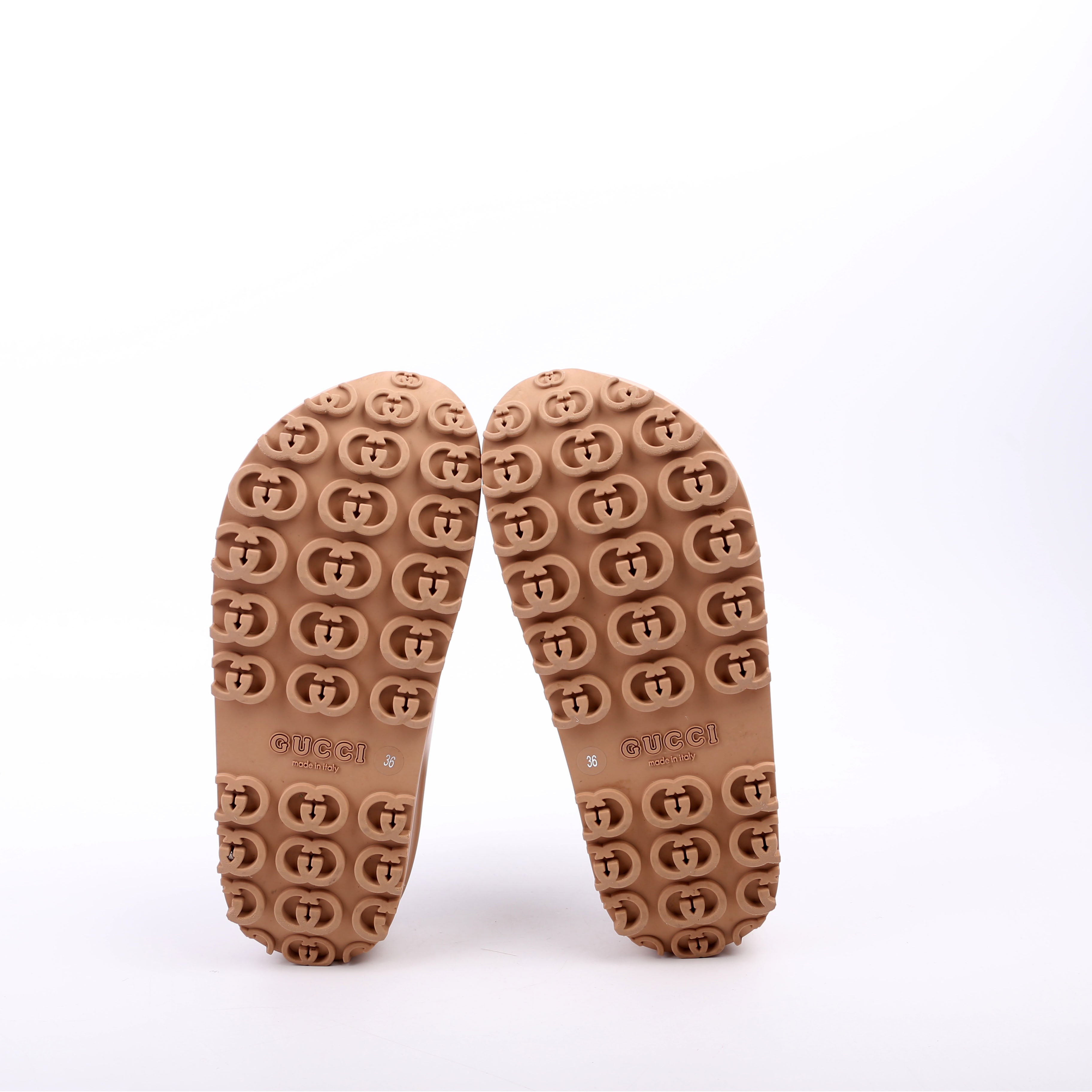 Interlocking GG Rubber Slides Size 36 Tan